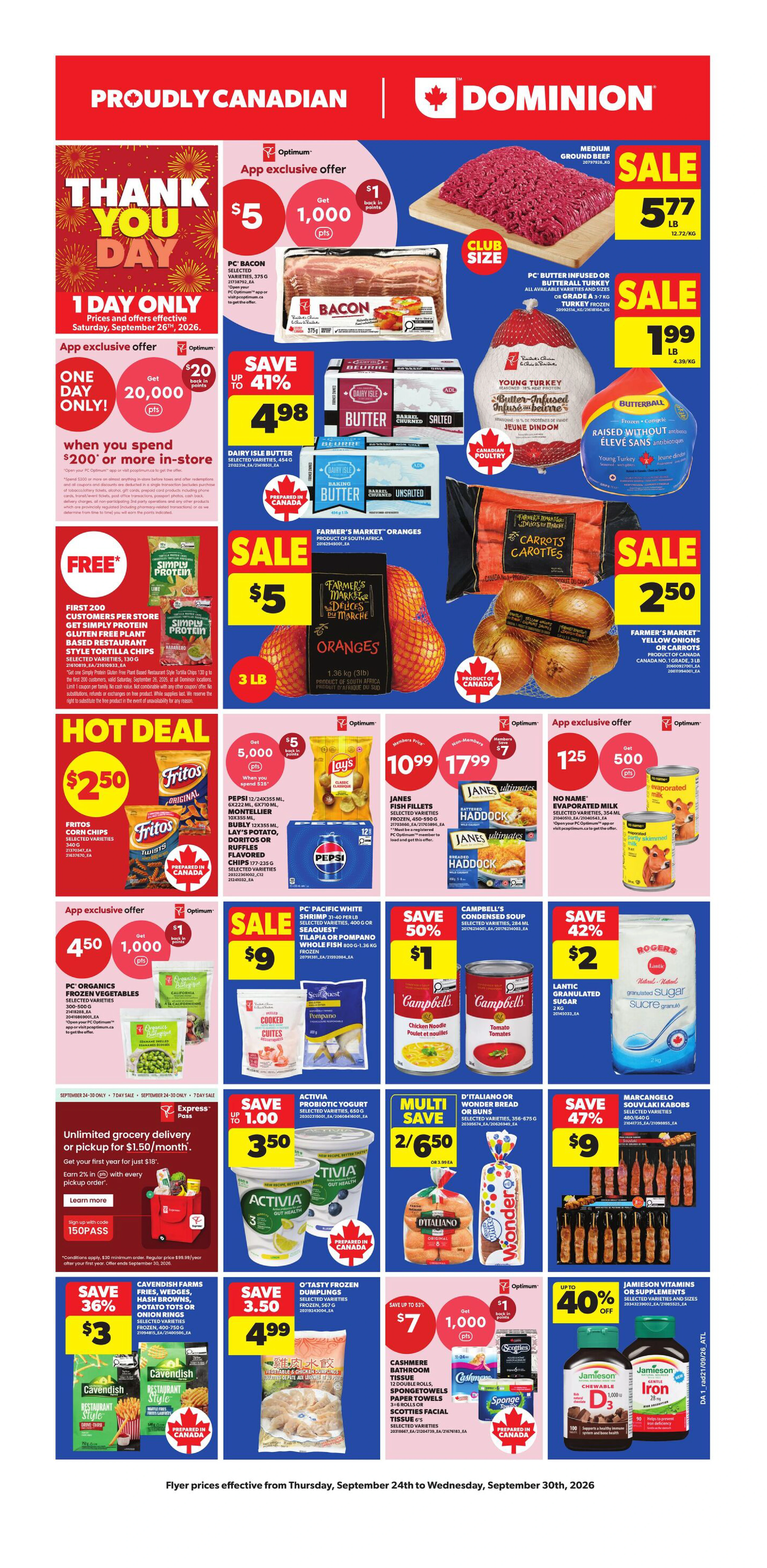 Dominion Weekly Flyer - Valid Thursday, September 24 - Wednesday, September 30 - Page 1