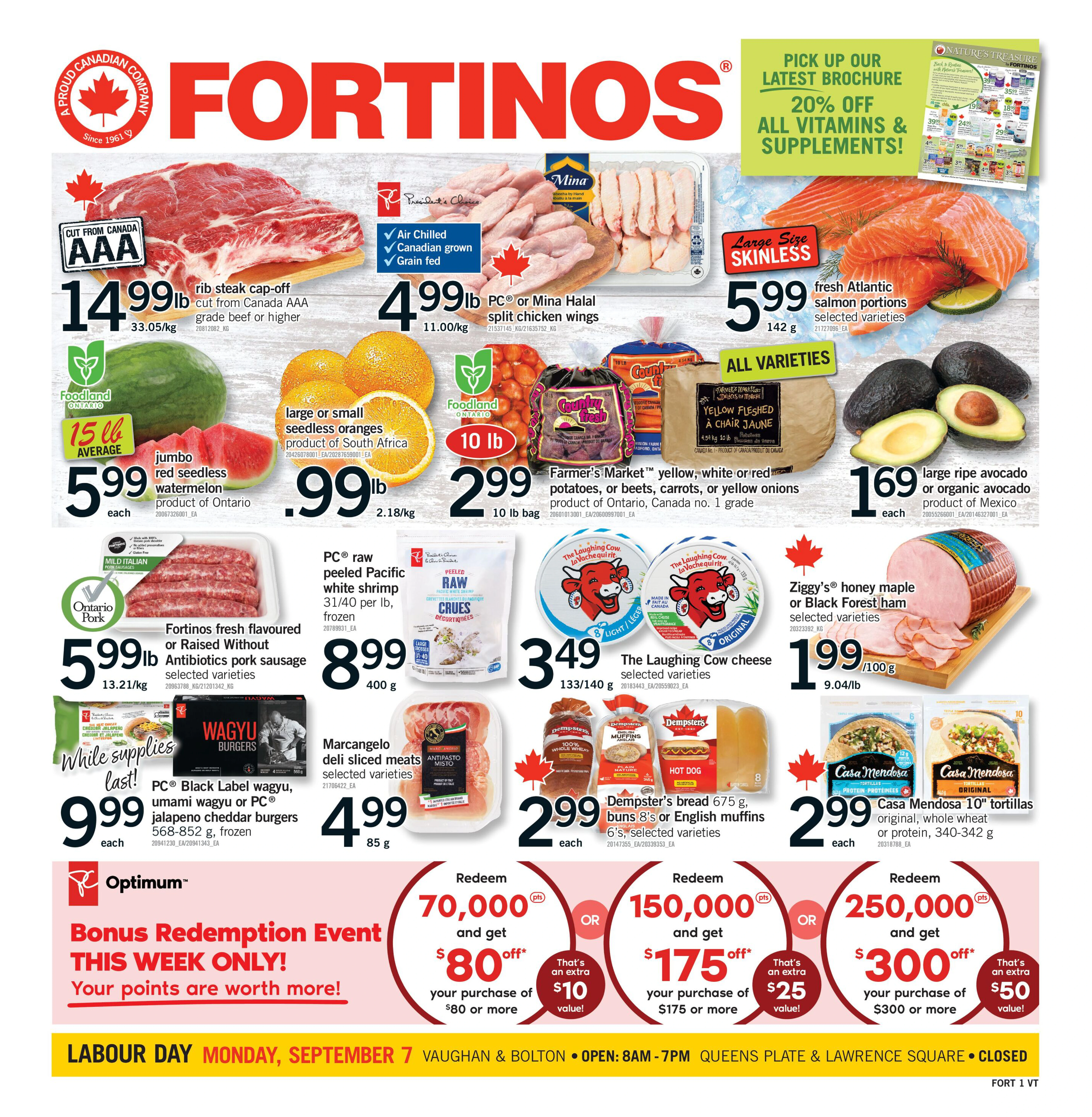 Fortinos Toronto & Etobicoke & Vaughan & Bolton Weekly Flyer - Valid Thursday, September 03 - Wednesday, September 09 - Page 1