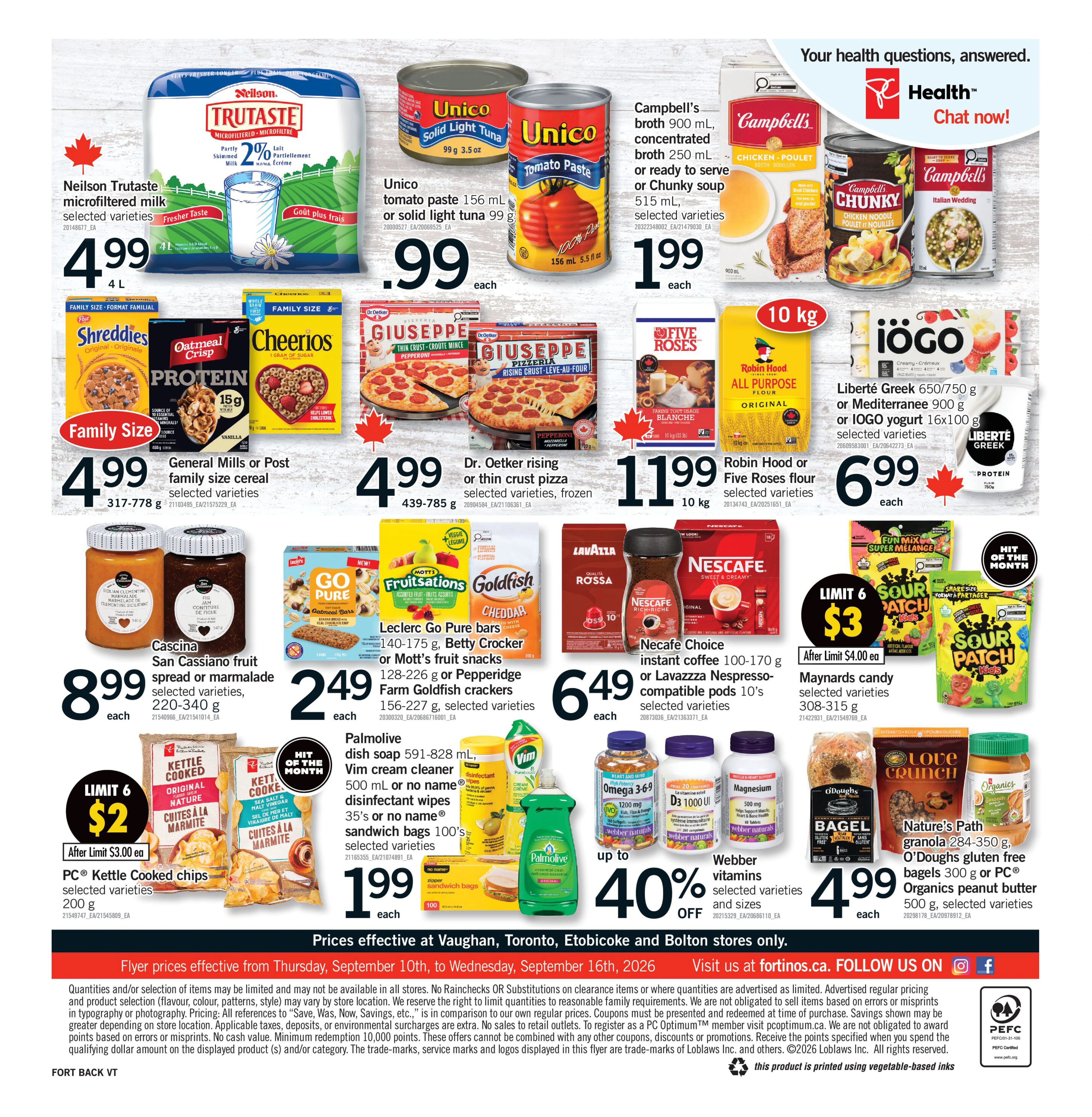 Fortinos Toronto & Etobicoke & Vaughan & Bolton Weekly Flyer - Valid Thursday, September 10 - Wednesday, September 16 - Page 2