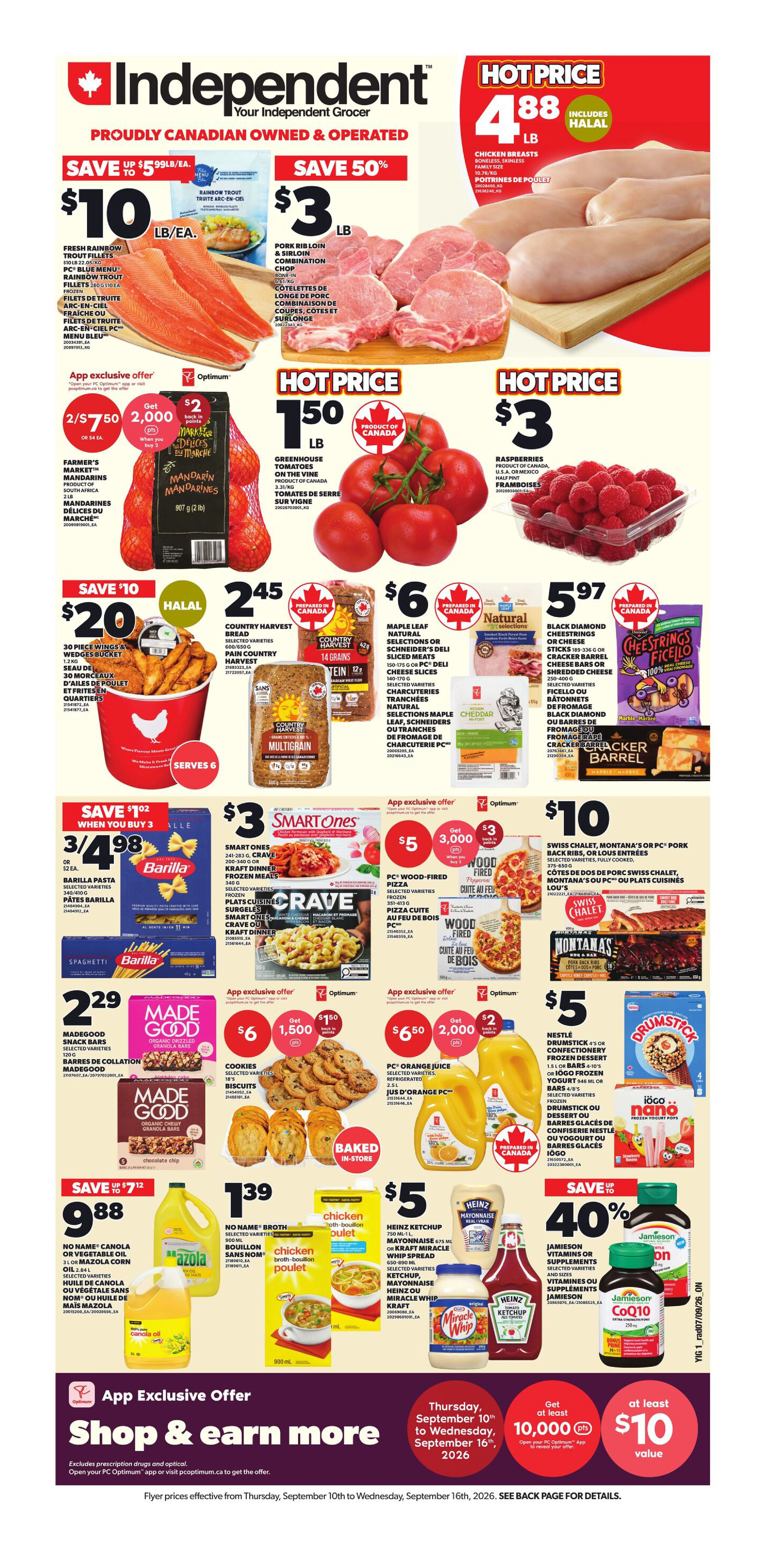 Independent Weekly Flyer - Valid Thursday, September 10 - Wednesday, September 16 - Page 1