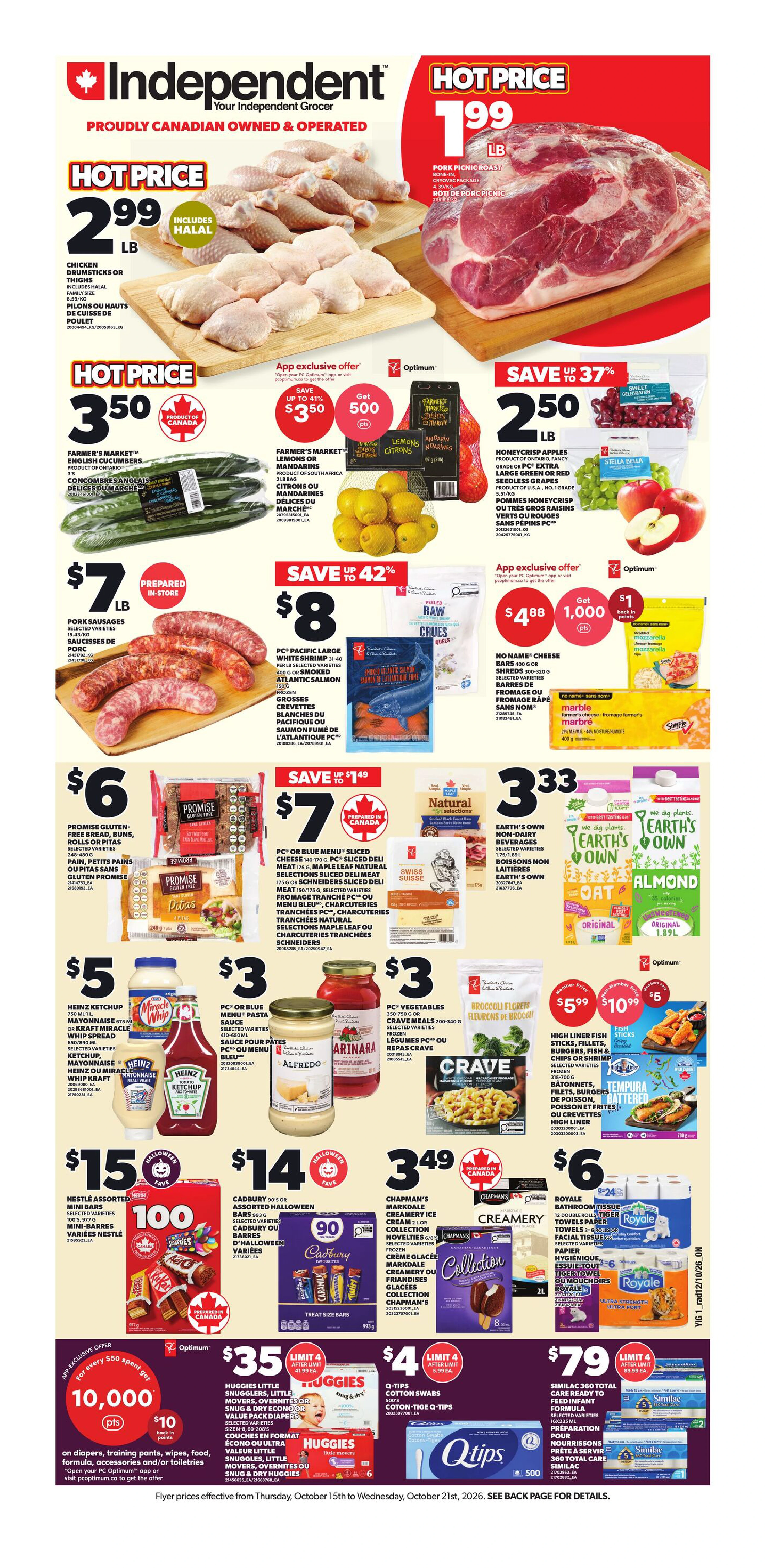 Independent Weekly Flyer - Valid Thursday, October 15 - Wednesday, October 21 - Page 1