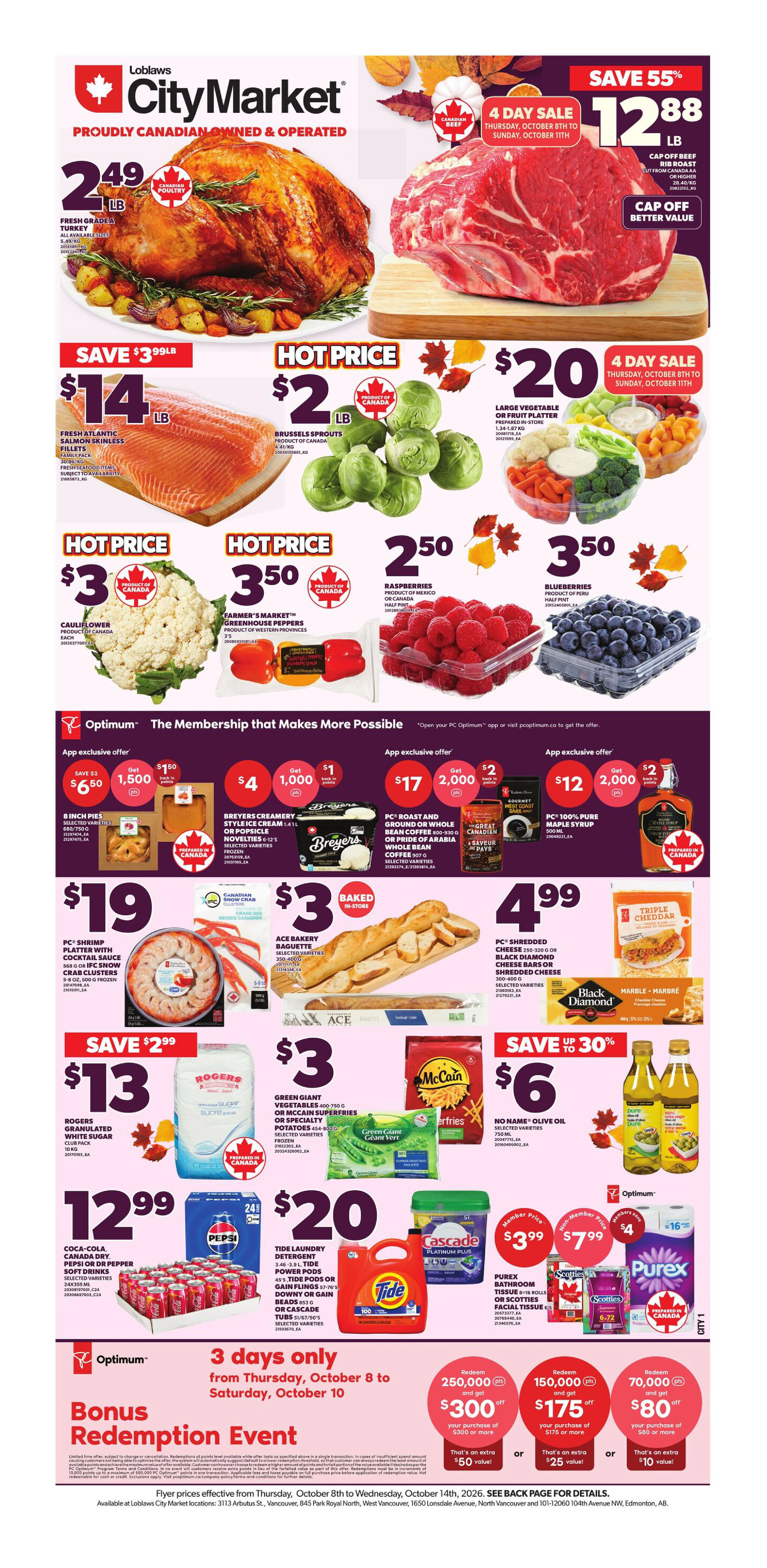 Loblaws City Market Weekly Flyer - Valid Thursday, October 8 - Wednesday, October 14 - Page 1