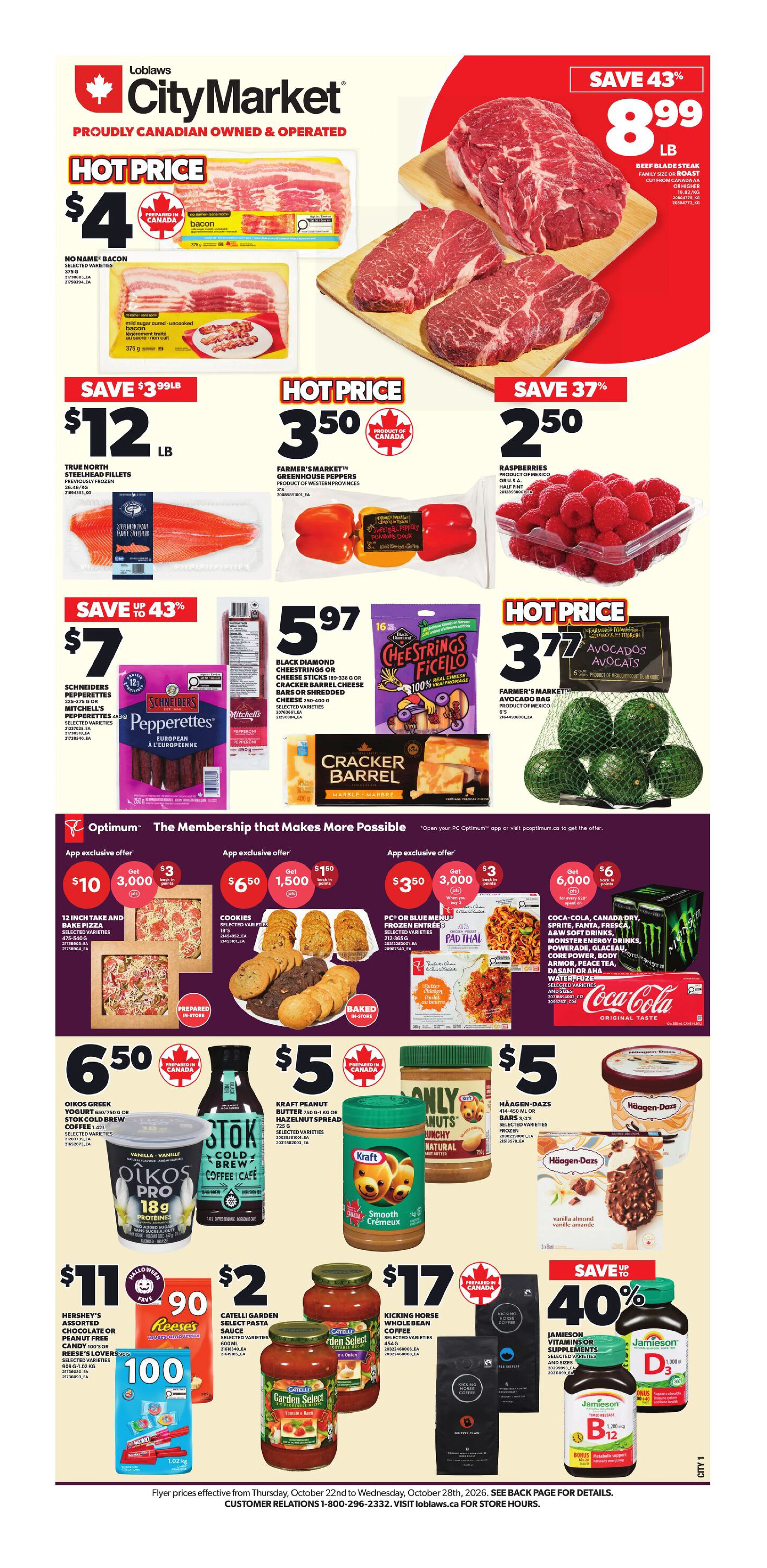 Loblaws City Market Weekly Flyer - Valid Thursday, October 22 - Wednesday, October 28 - Page 1