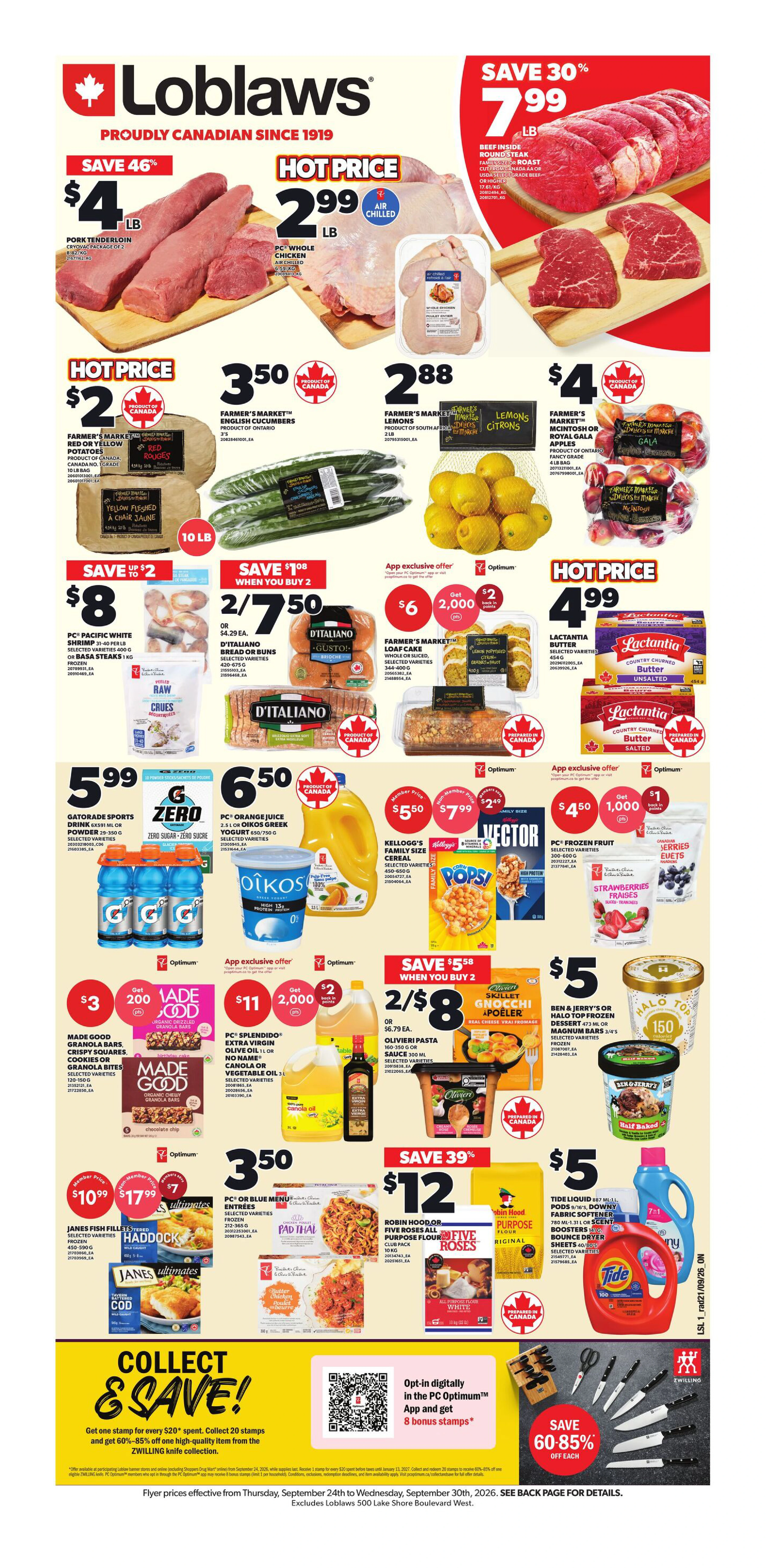 Loblaws Ontario Weekly Flyer - Valid Thursday, September 24 - Wednesday, September 30 - Page 1