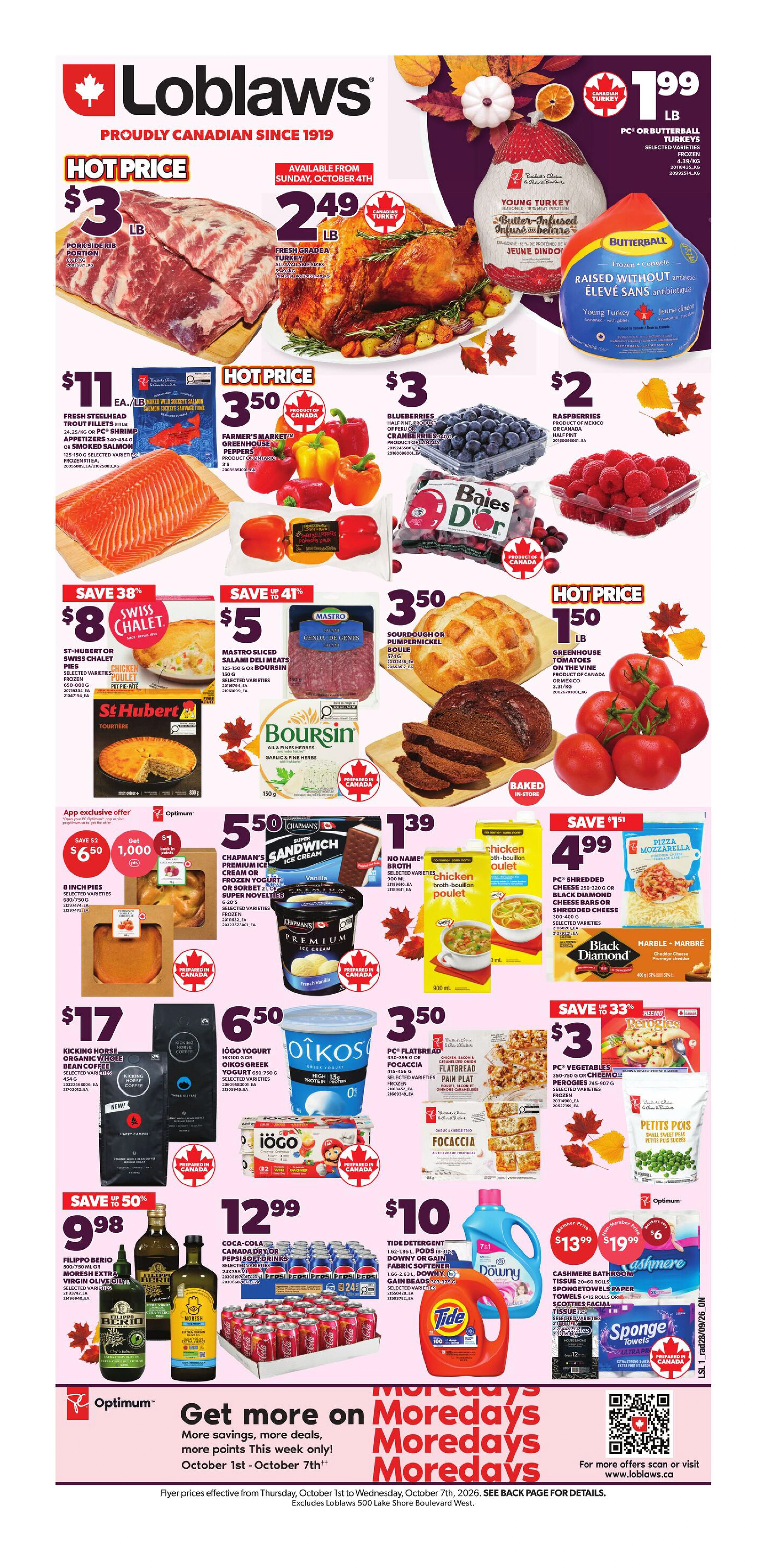 Loblaws Ontario Weekly Flyer - Valid Thursday, October 1 - Wednesday, October 7 - Page 1