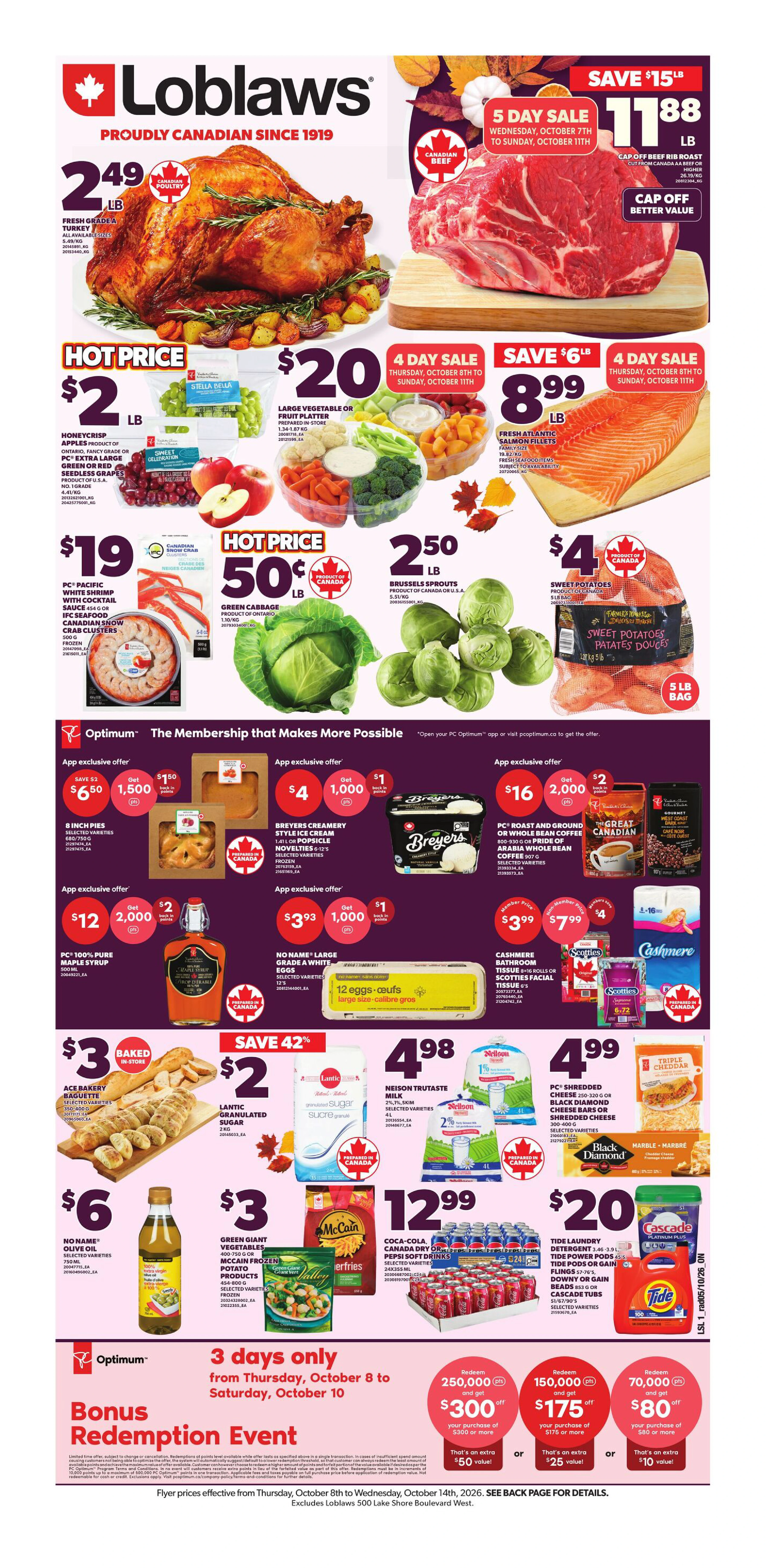 Loblaws Ontario Weekly Flyer - Valid Thursday, October 8 - Wednesday, October 14 - Page 1