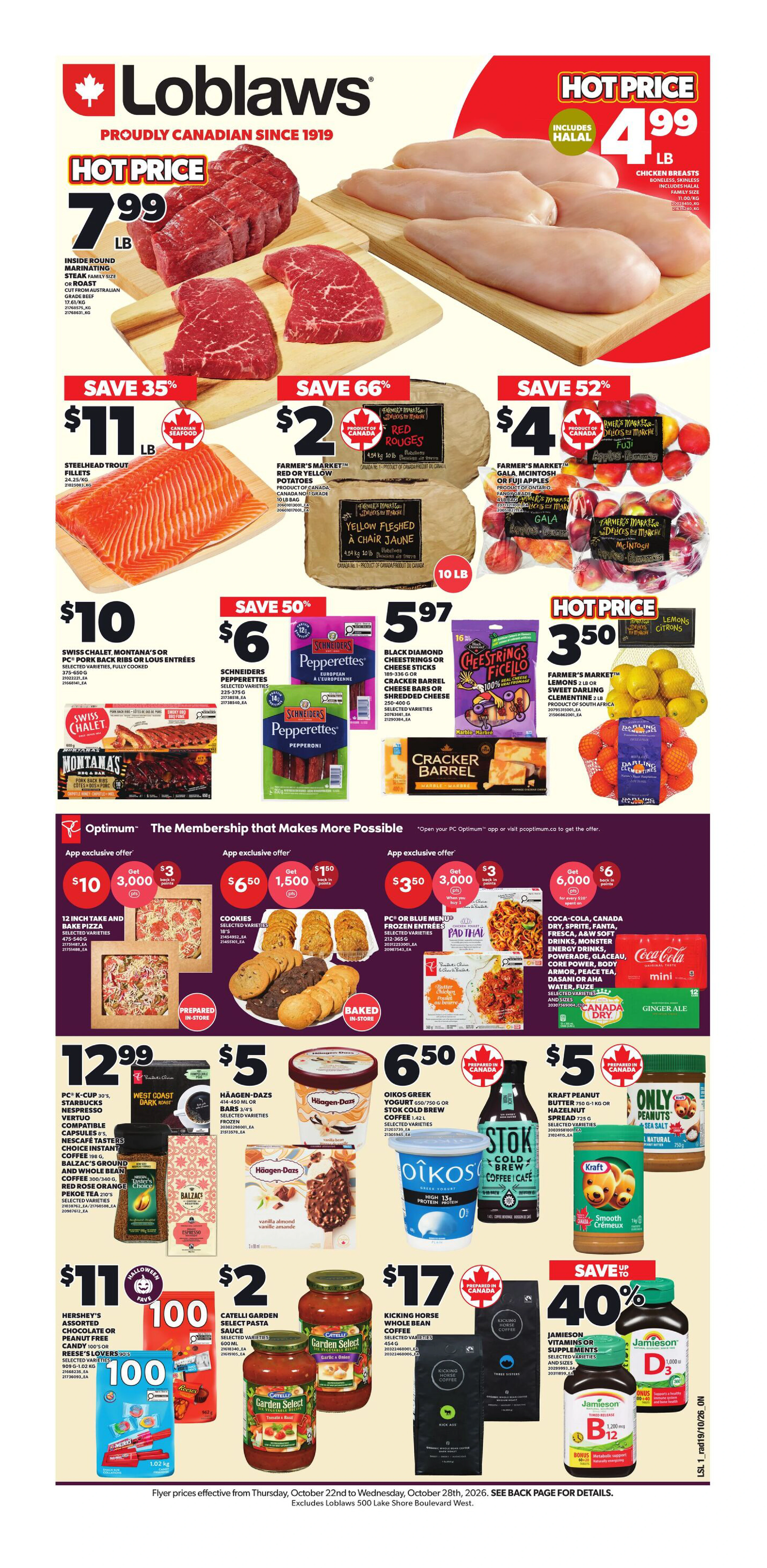 Loblaws Ontario Weekly Flyer - Valid Thursday, October 22 - Wednesday, October 28 - Page 1