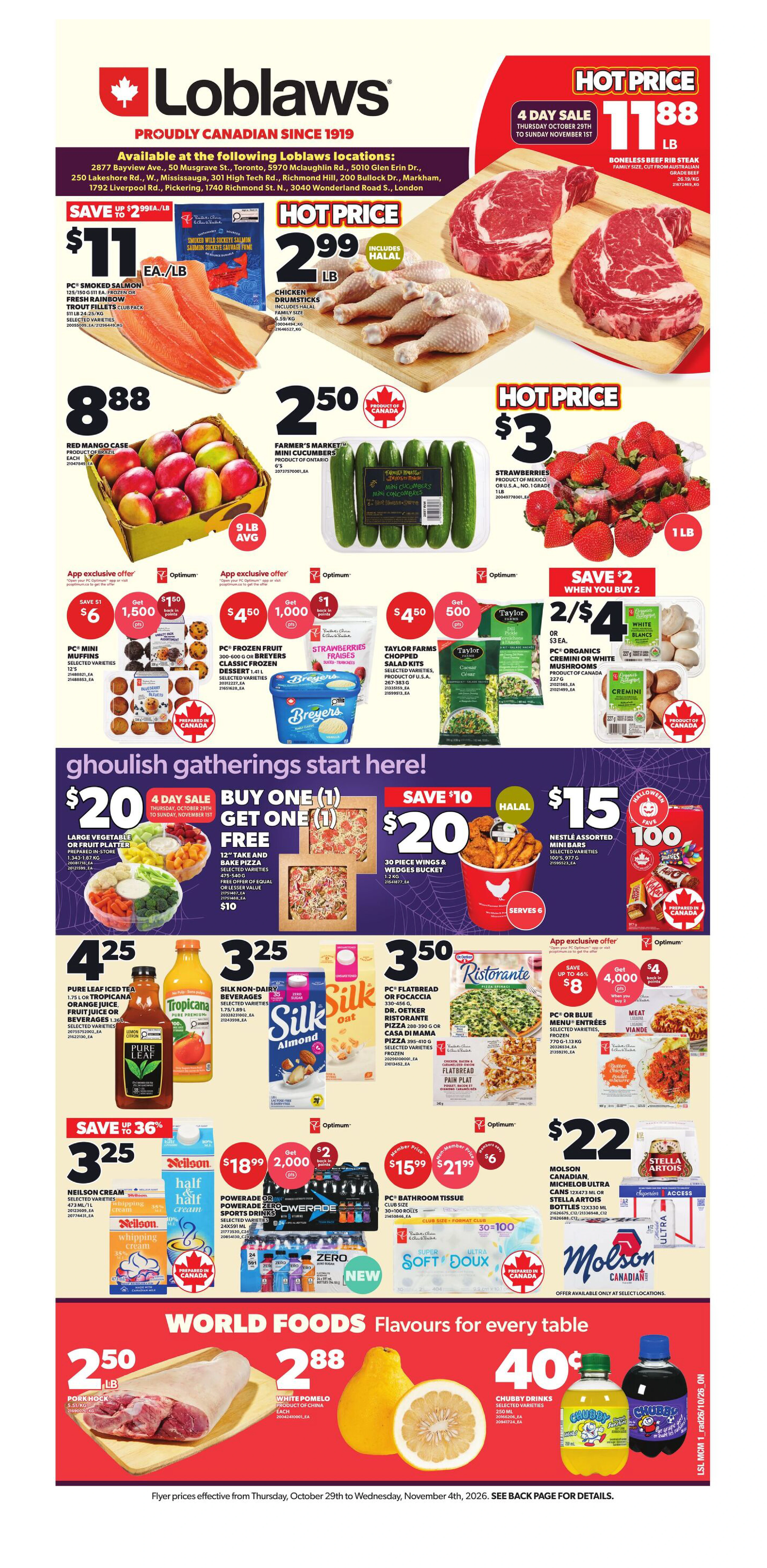 Loblaws Ontario Weekly Flyer - Valid Thursday, October 29 - Wednesday, November 04 - Page 1