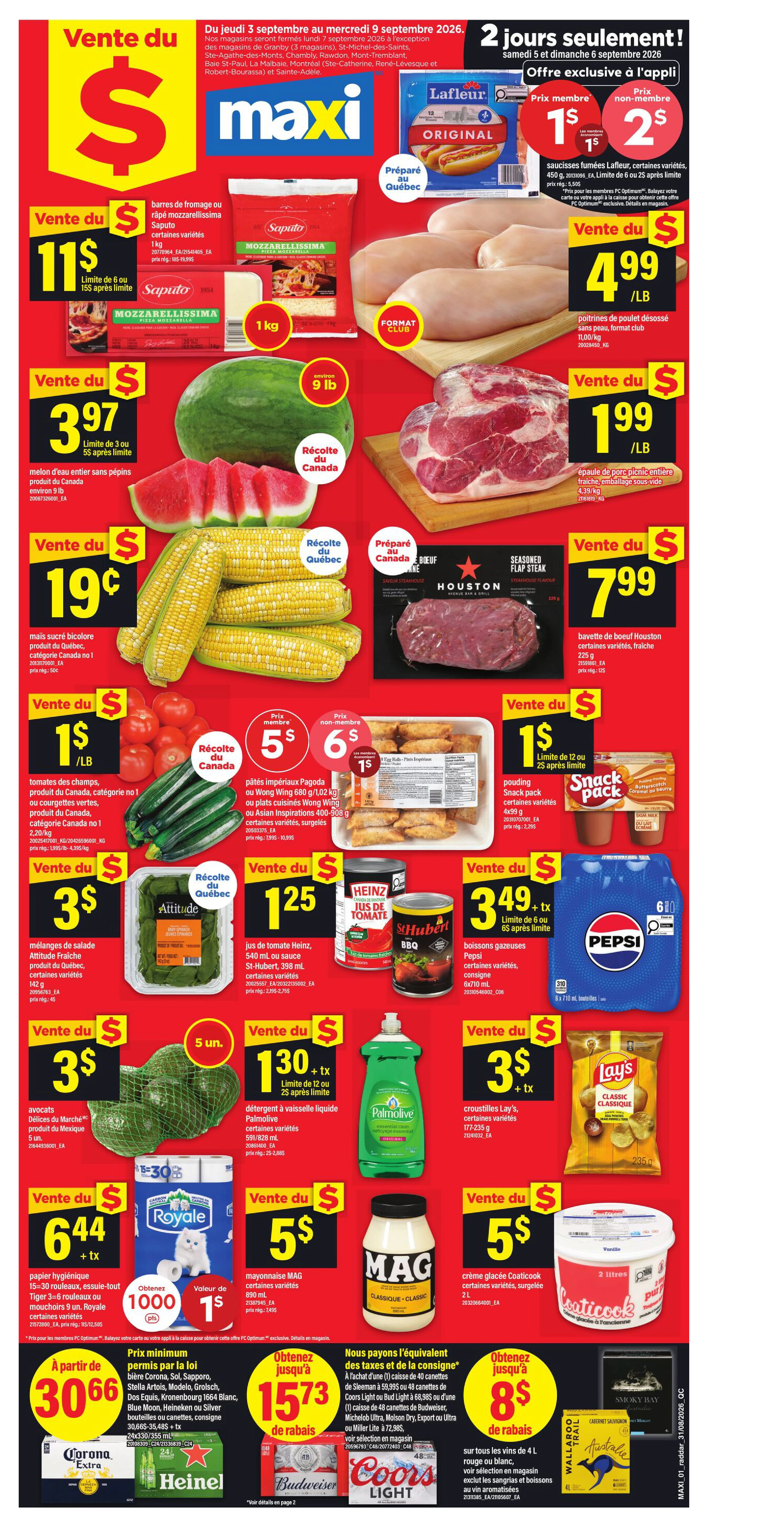 Maxi Weekly Flyer - Valid Thursday, September 03 - Wednesday, September 09 - Page 1