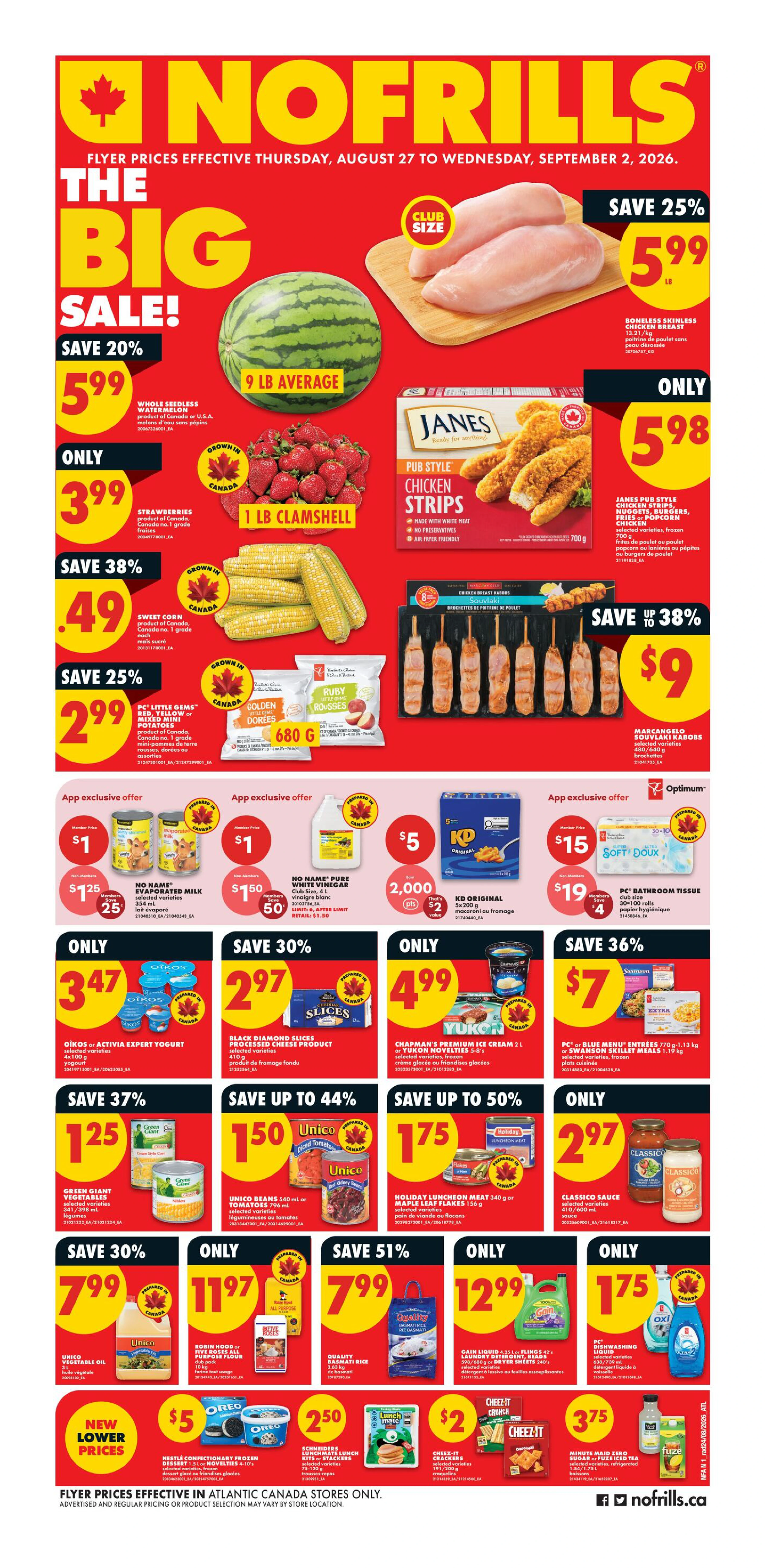 No Frills Atlantic Weekly Flyer - Valid Thursday, August 27 - Wednesday, September 02 - Page 1