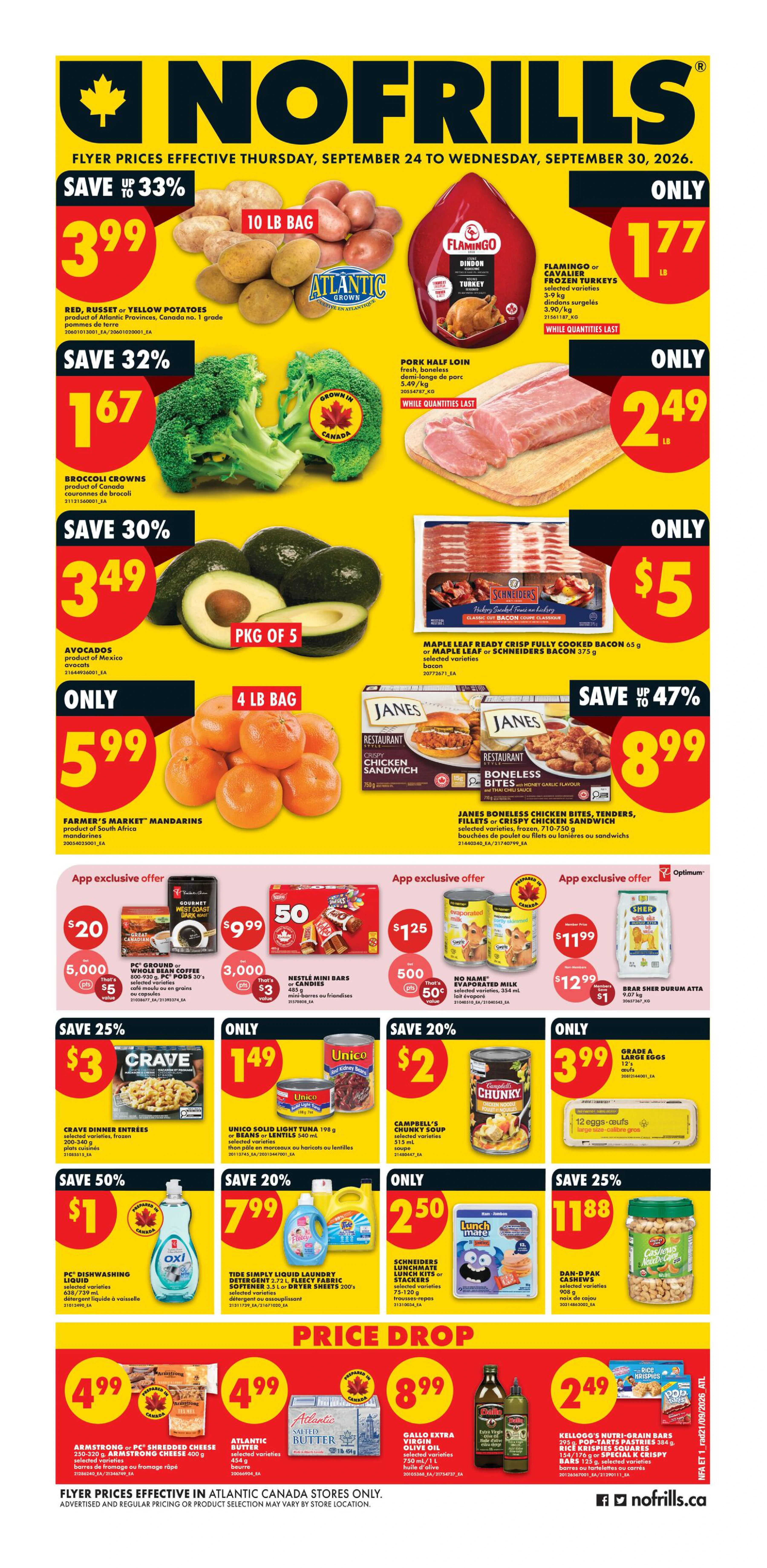 No Frills Atlantic Weekly Flyer - Valid Thursday, September 24 - Wednesday, September 30 - Page 1