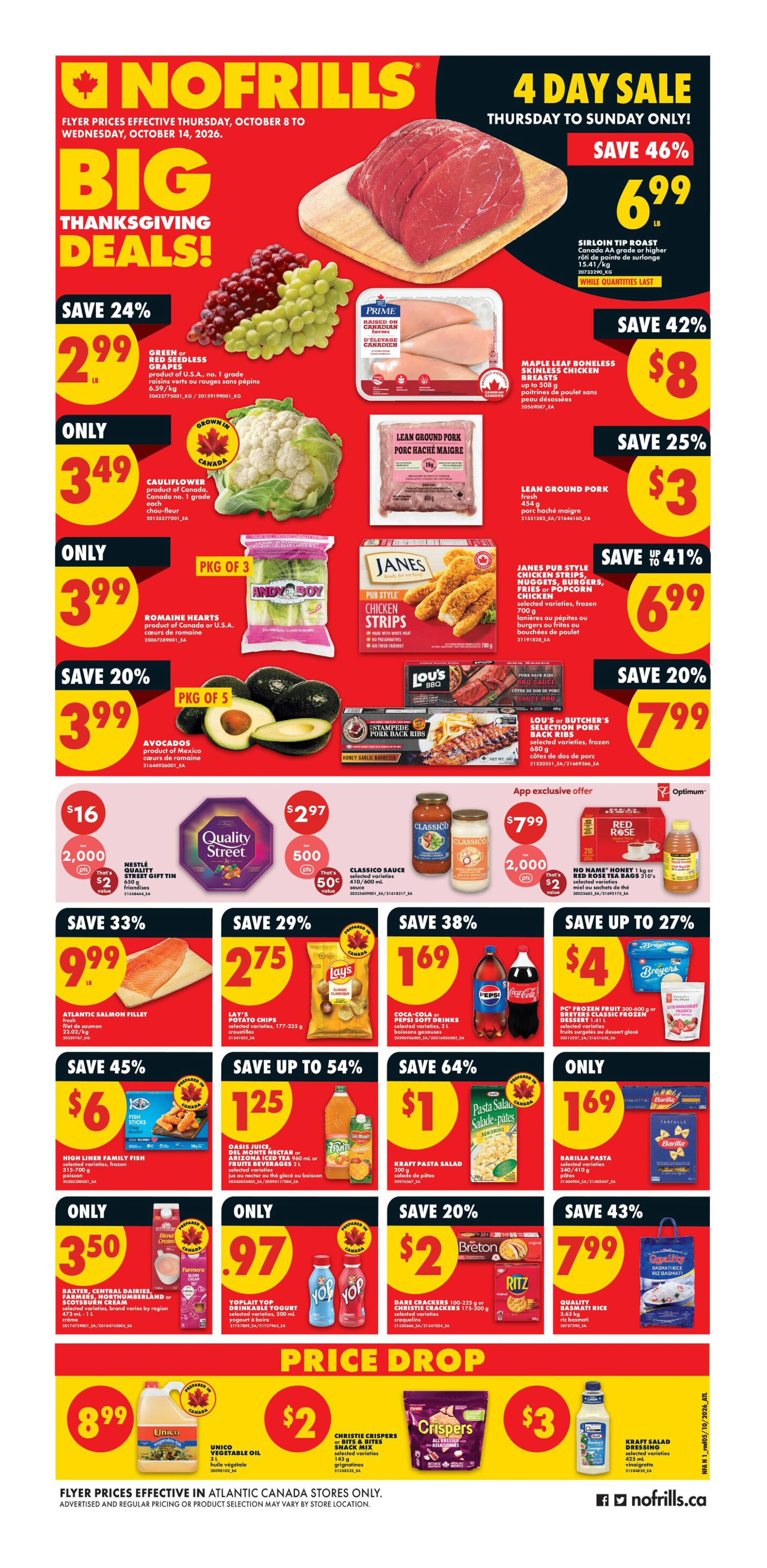 No Frills Atlantic Weekly Flyer - Valid Thursday, October 8 - Wednesday, October 14 - Page 1