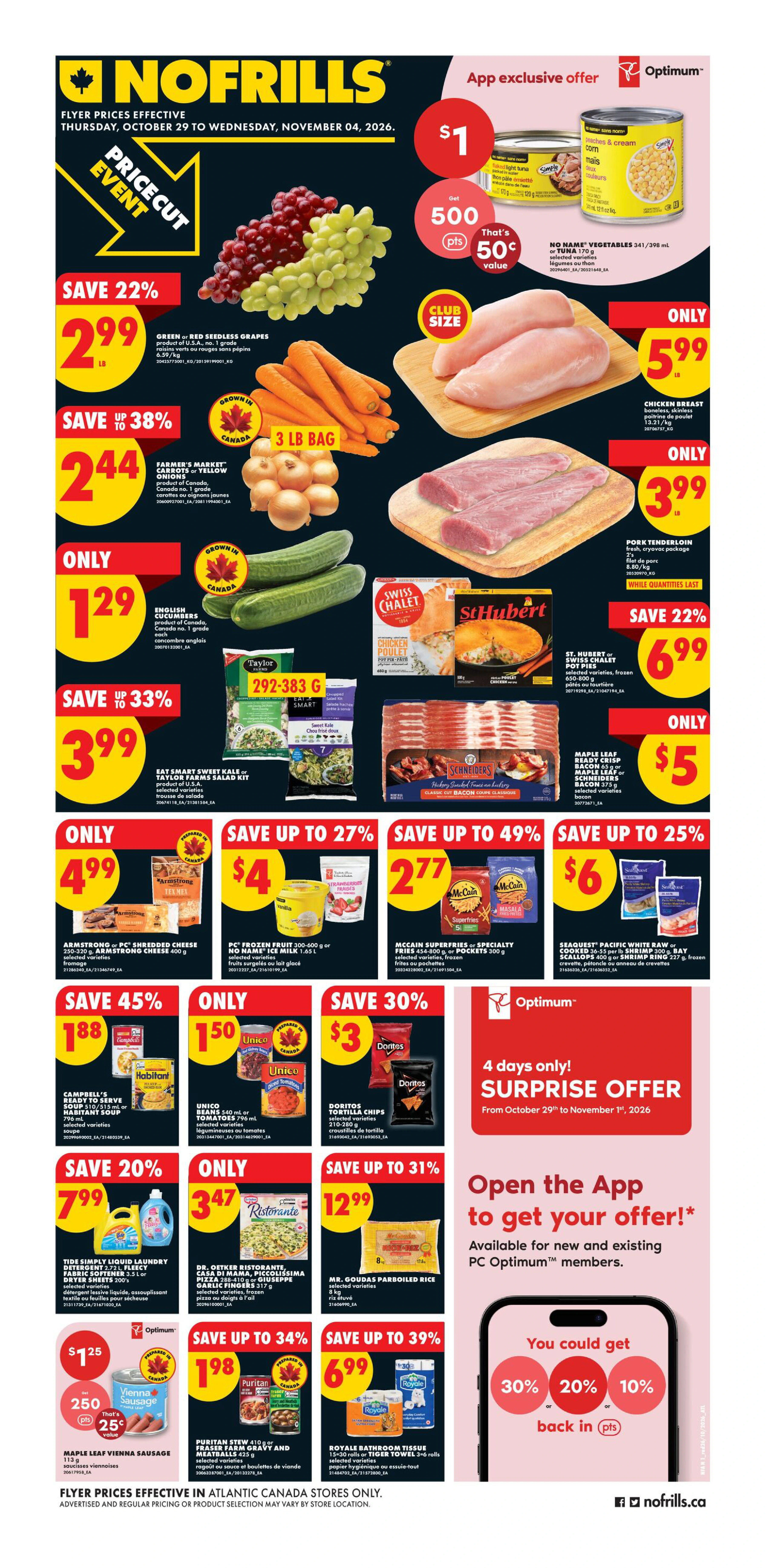 No Frills Atlantic Weekly Flyer - Valid Thursday, October 29 - Wednesday, November 04 - Page 1