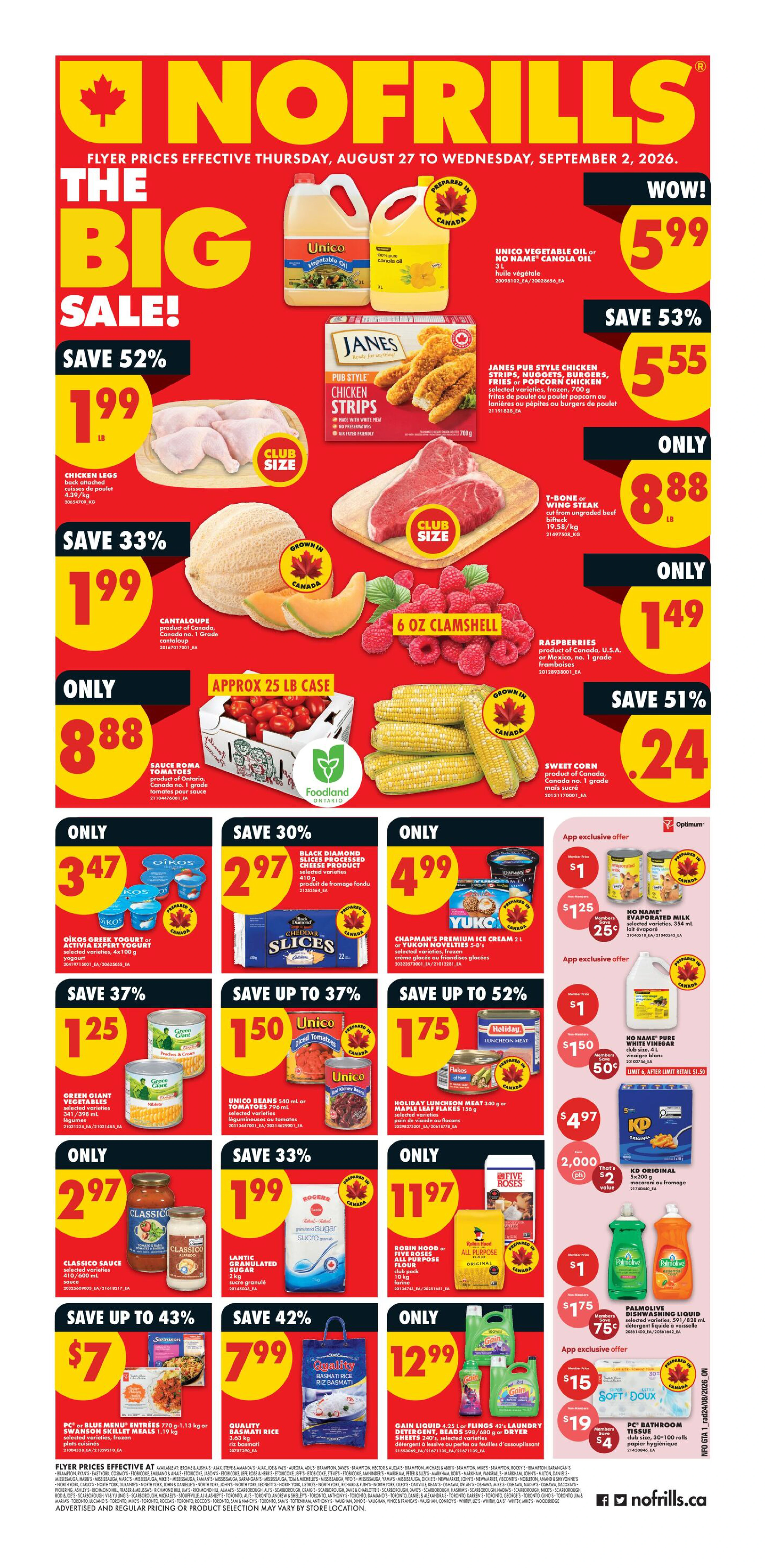 No Frills Ontario Weekly Flyer - Valid Thursday, August 27 - Wednesday, September 02 - Page 1