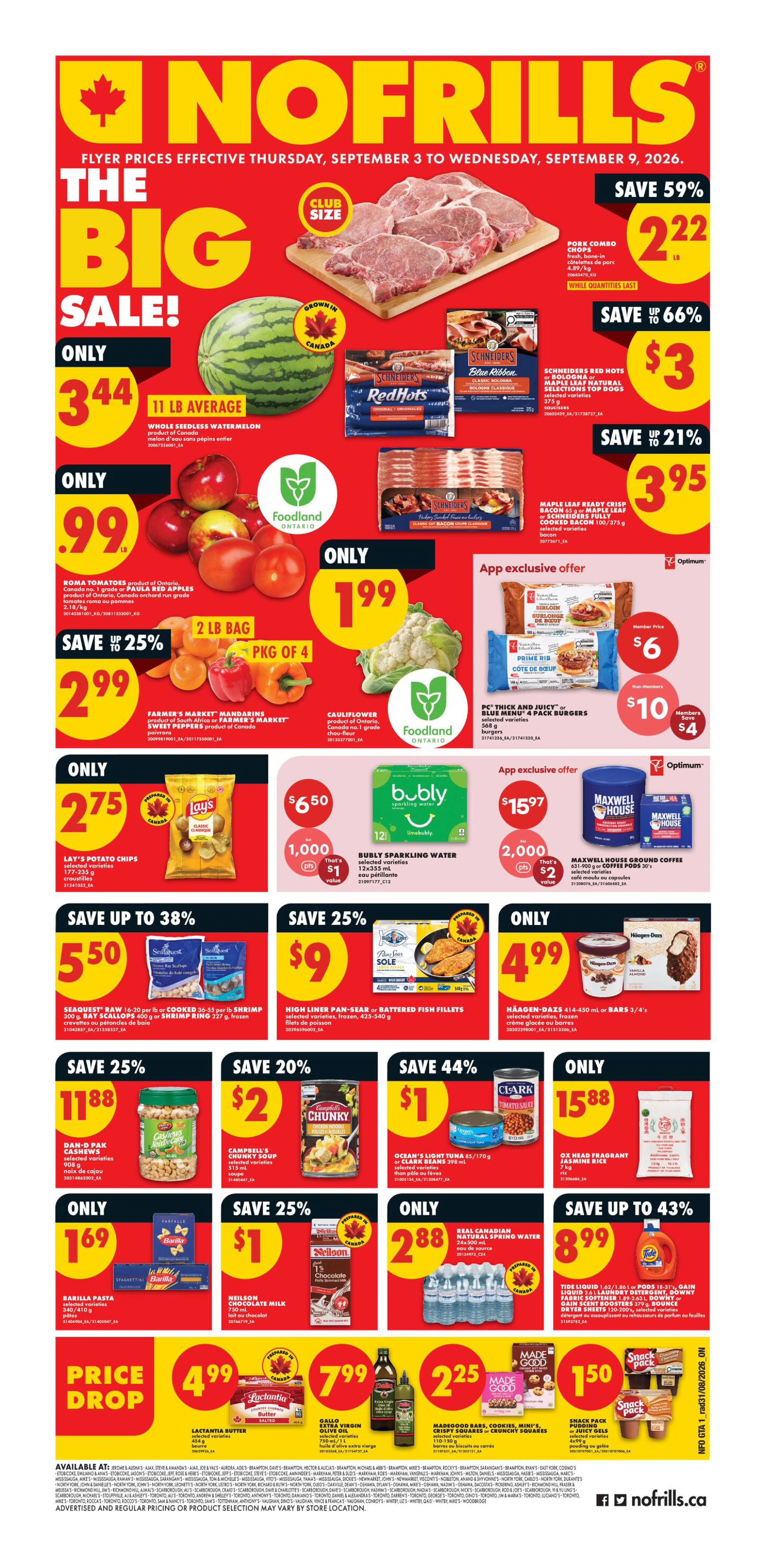 No Frills Ontario Weekly Flyer - Valid Thursday, September 03 - Wednesday, September 09 - Page 1