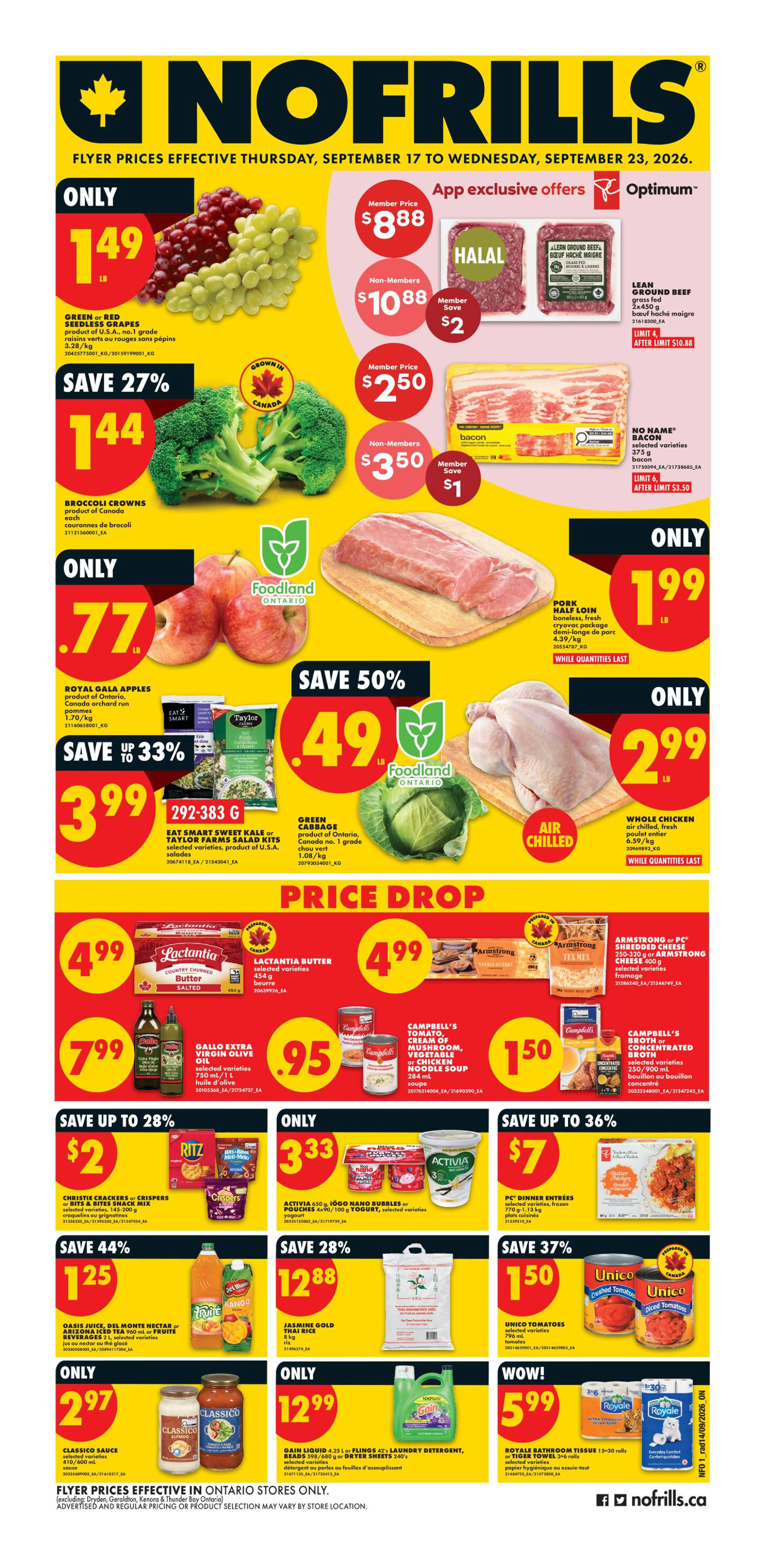 No Frills Ontario Weekly Flyer - Valid Thursday, September 17 - Wednesday, September 23 - Page 1