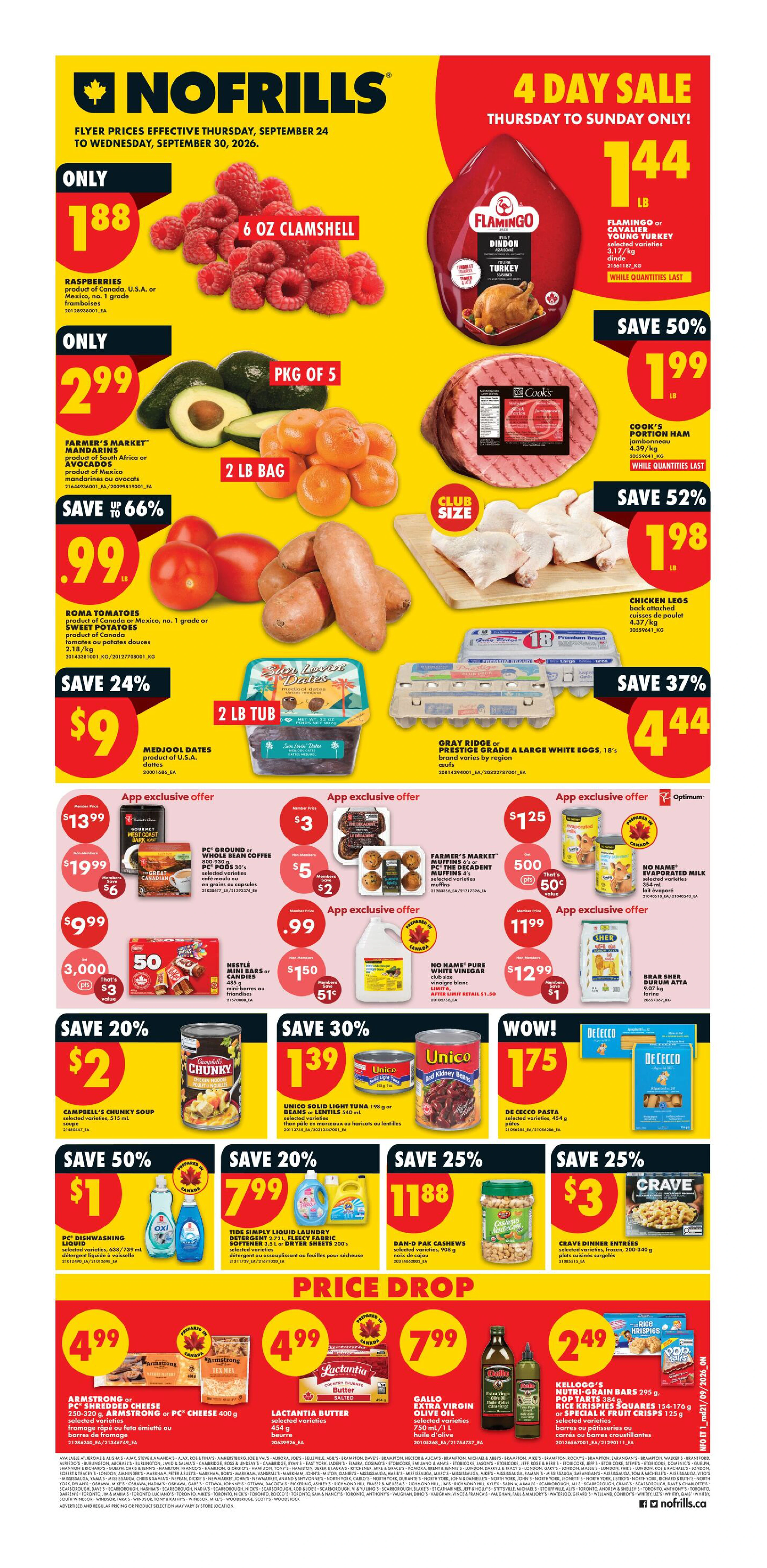 No Frills Ontario Weekly Flyer - Valid Thursday, September 24 - Wednesday, September 30 - Page 1