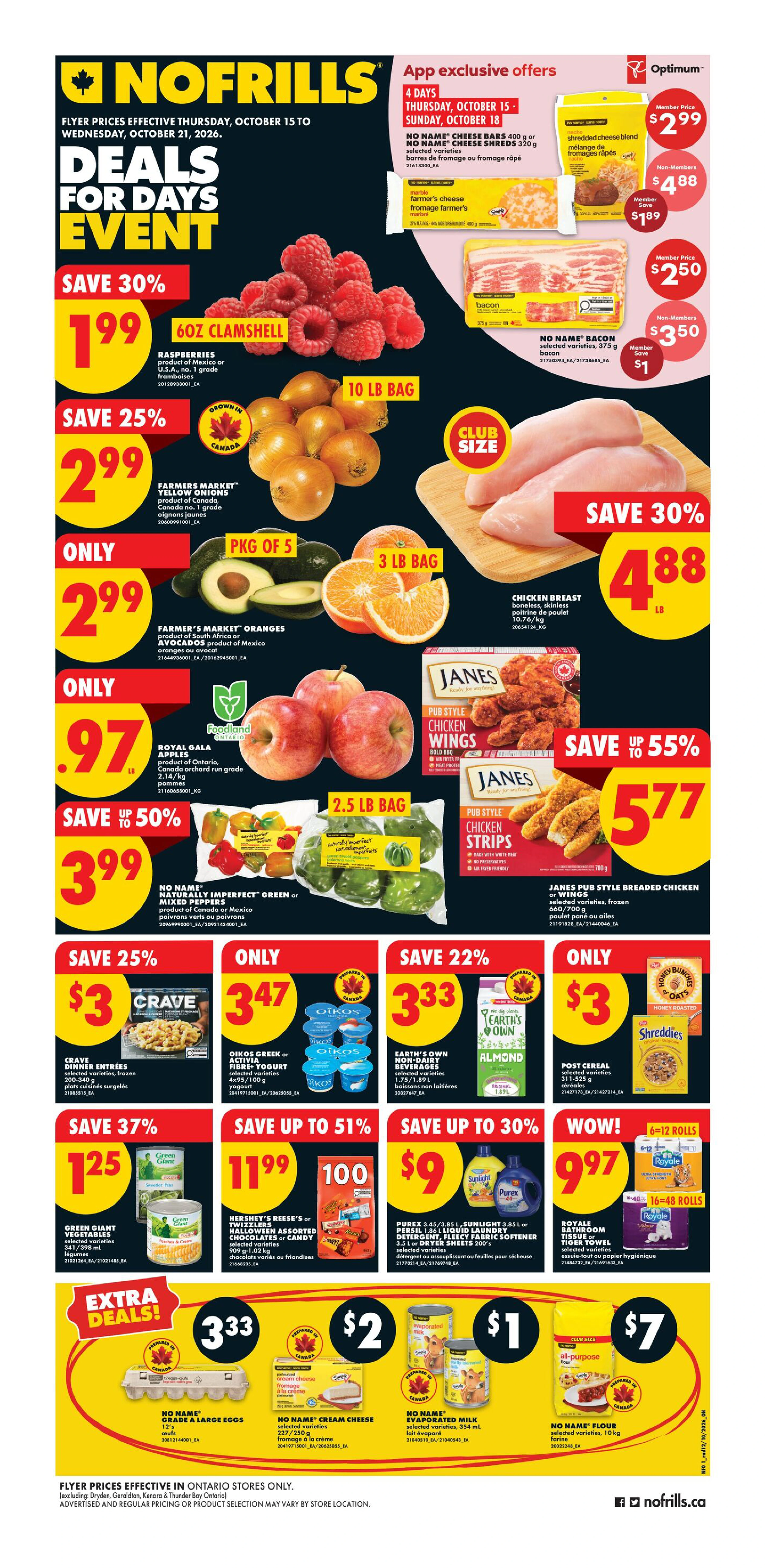 No Frills Ontario Weekly Flyer - Valid Thursday, October 15- Wednesday, October 21 - Page 1