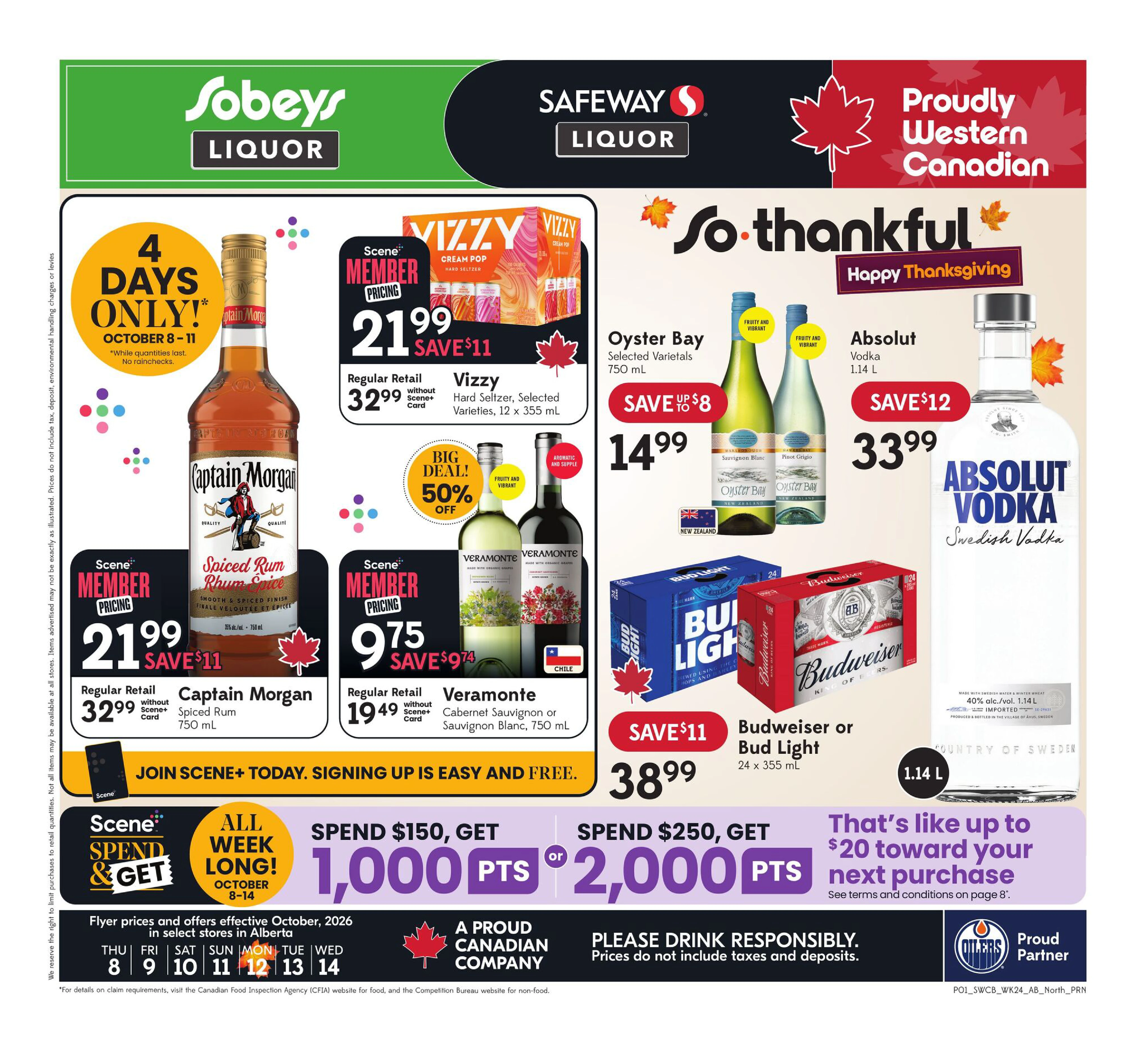 Sobeys Liquor Weekly eFlyer 10/08 - 10/14 - Page 1