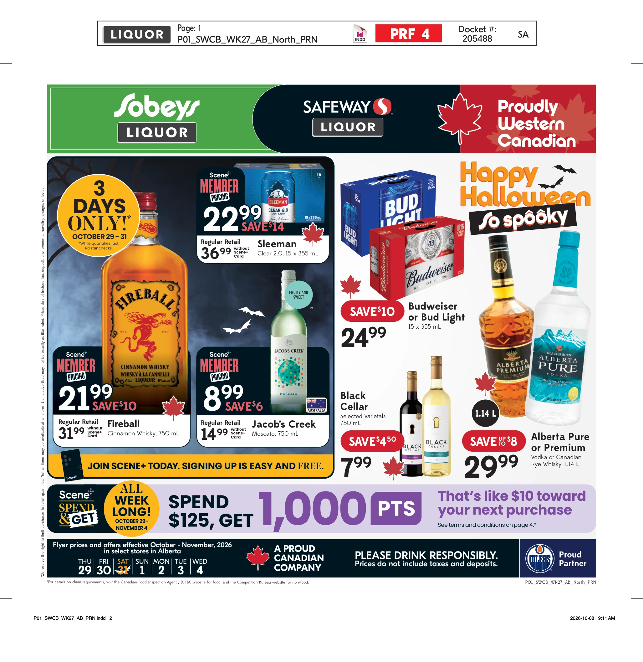 Sobeys Liquor Weekly eFlyer 10/29 - 11/04 - Page 1