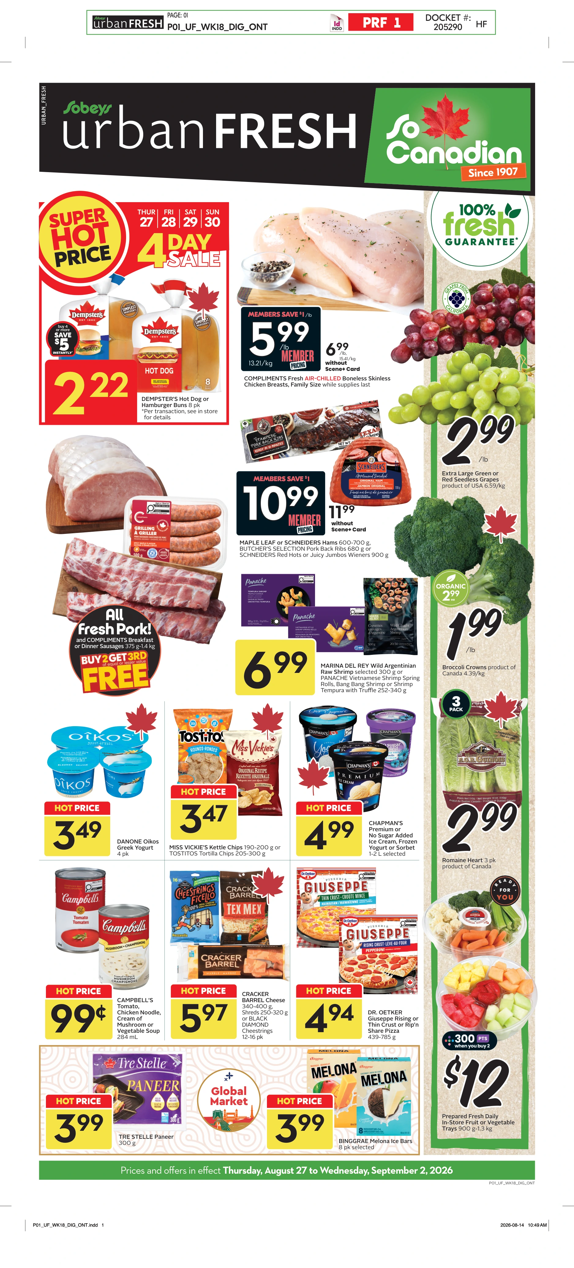 Sobeys Urban Fresh Weekly eFlyer 08/27 - 09/02 - Page 1