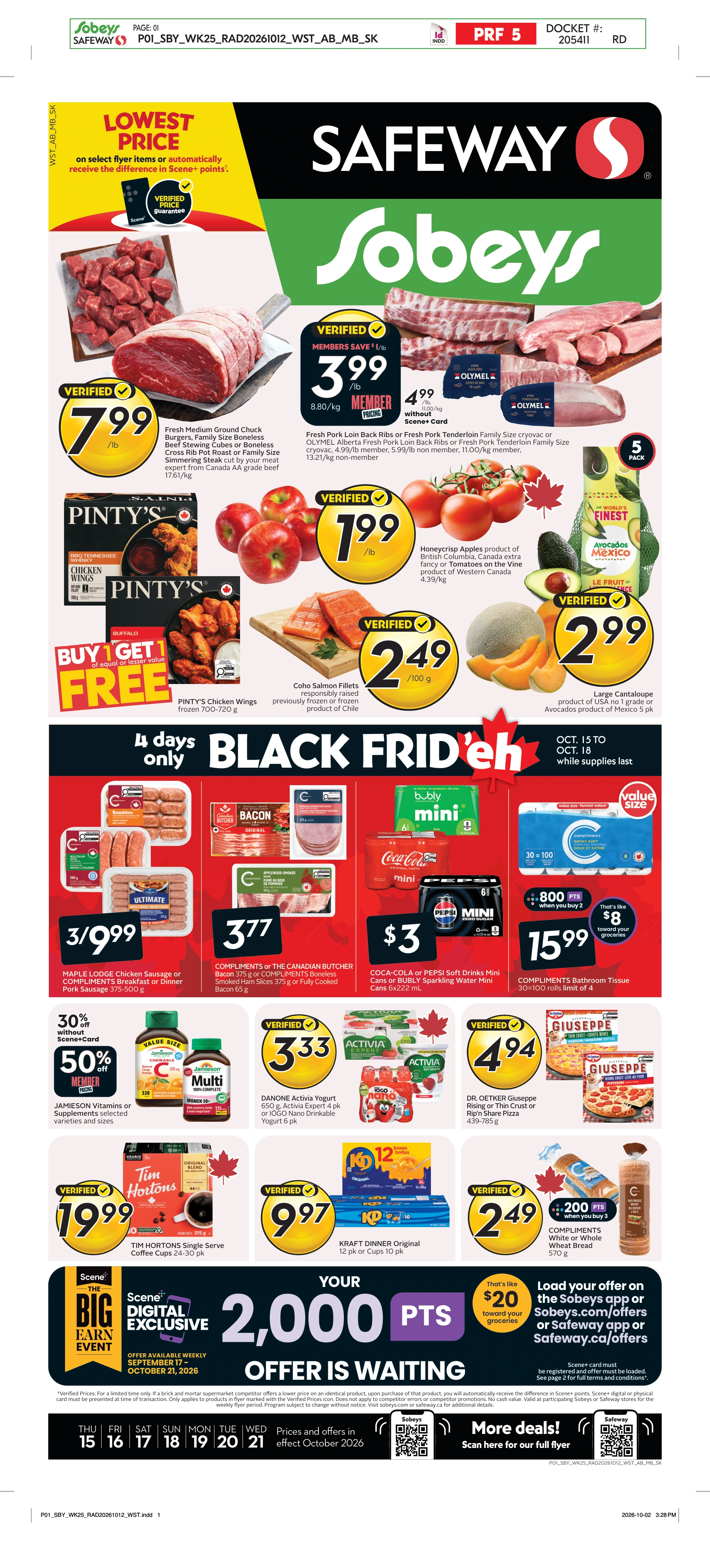Sobeys West Weekly eFlyer 10/15 -10/21 - Page 1