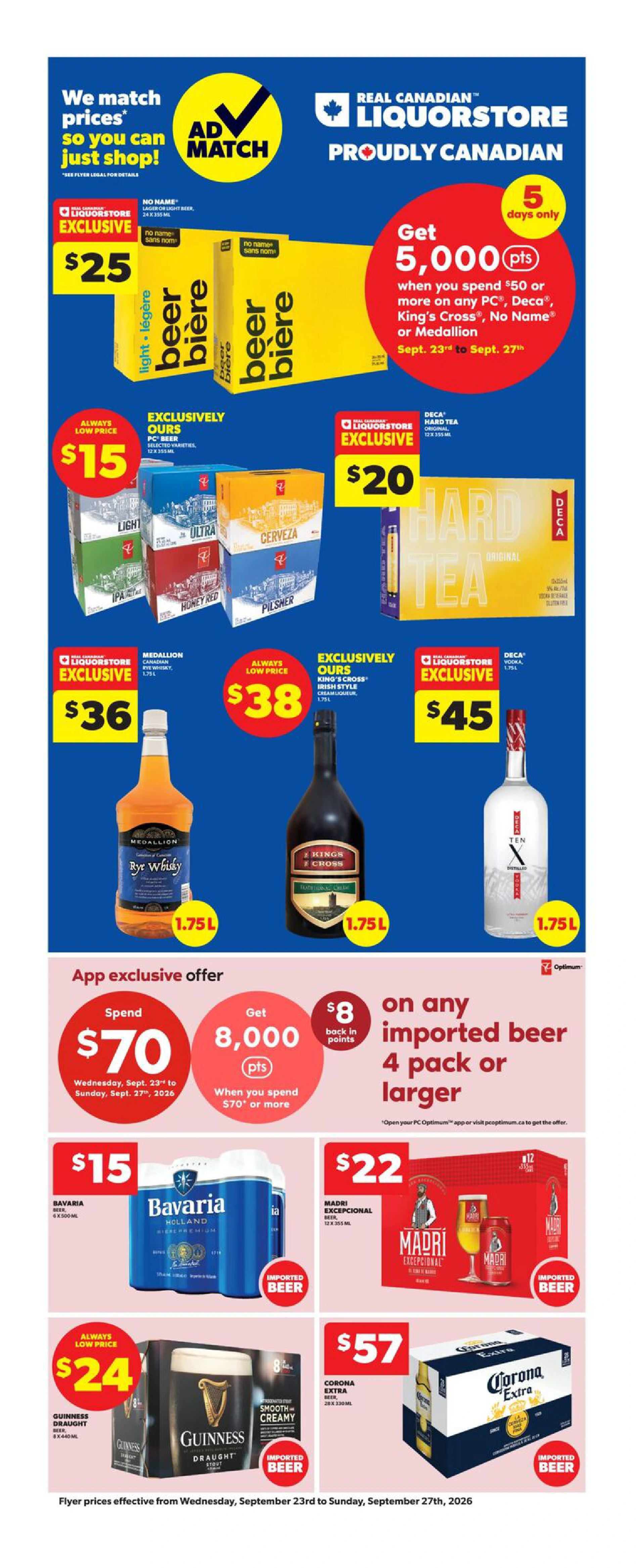 Superstore Liquor Weekly Flyer - Valid Wednesday, September 23 - Sunday, September 27 - Page 1