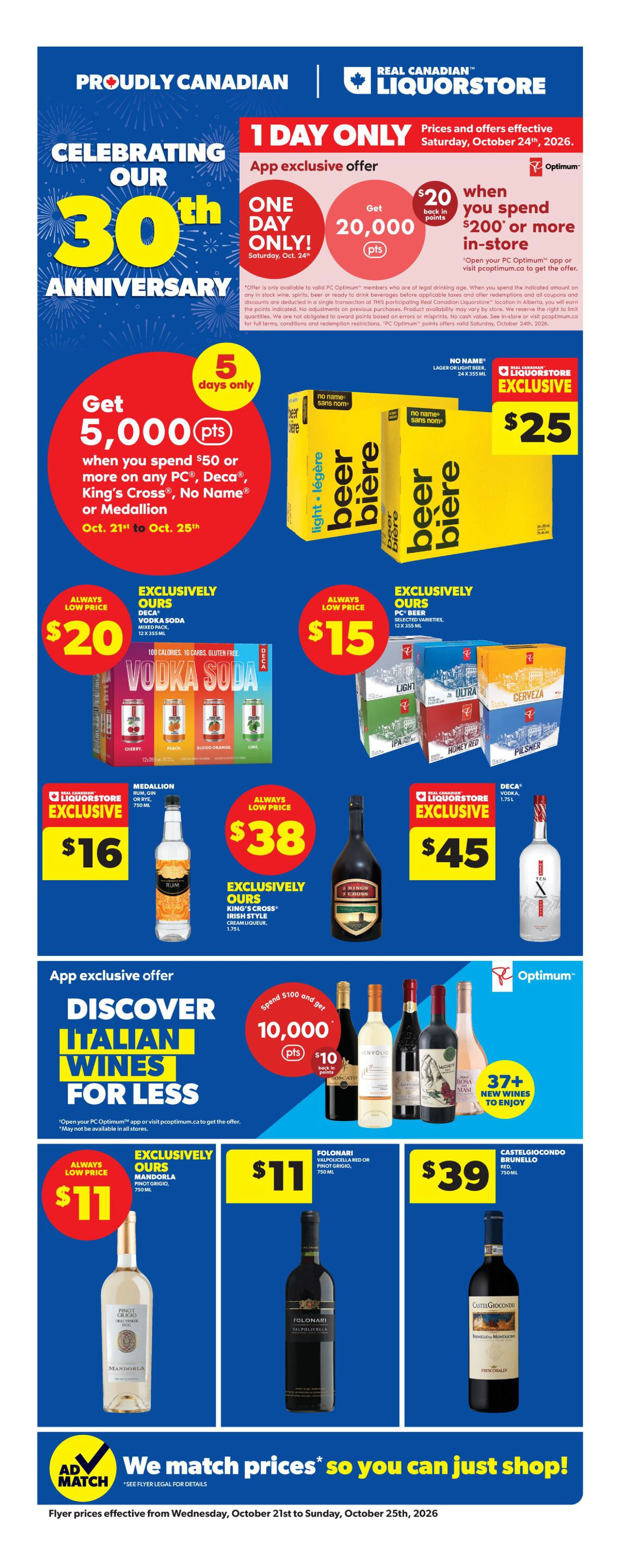 Superstore Liquor Weekly Flyer - Valid Wednesday, October 21 - Sunday, October 25 - Page 1