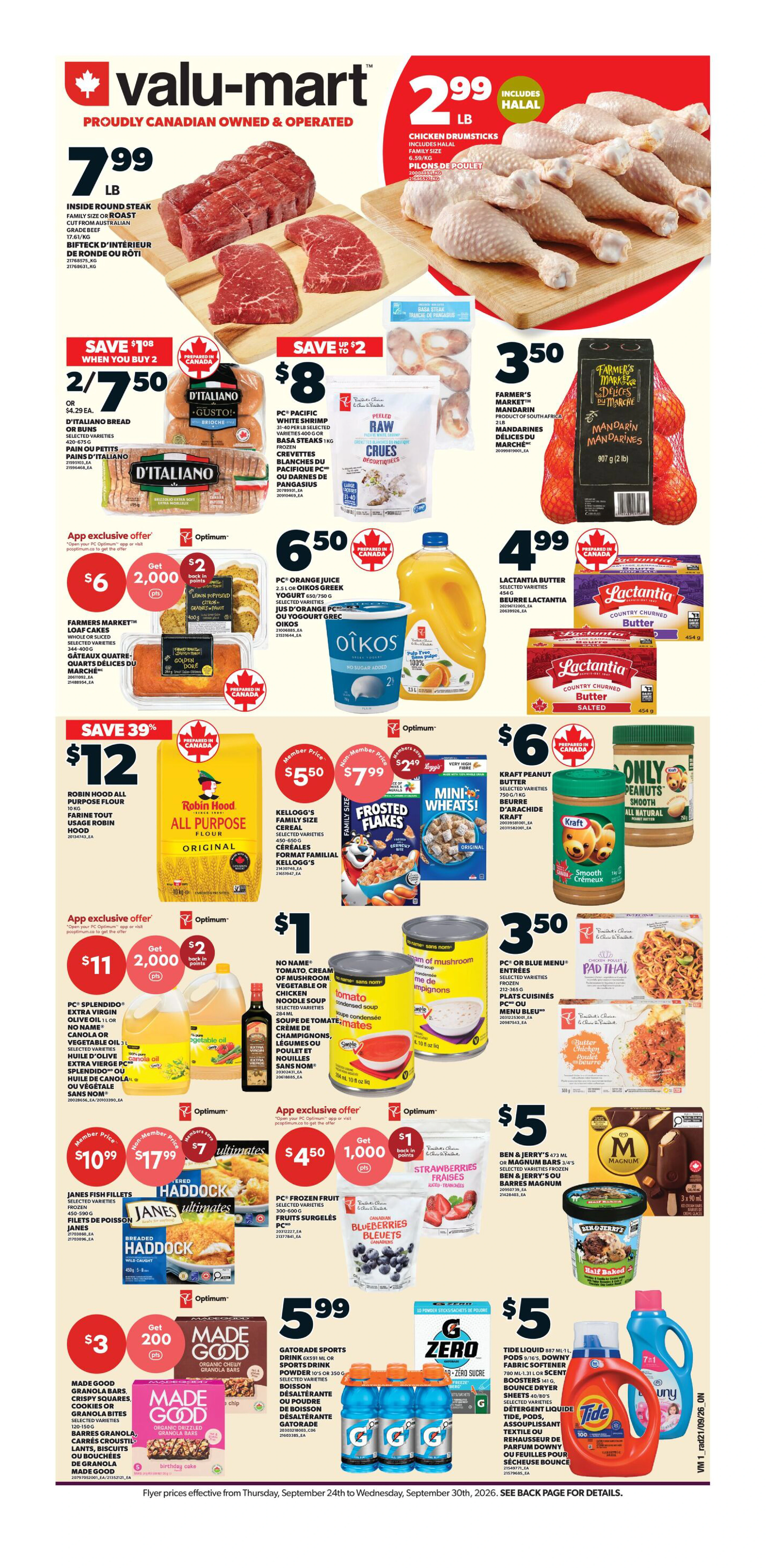 Valu-Mart Weekly Flyer - Valid Thursday, September 24 - Wednesday, September 30 - Page 1