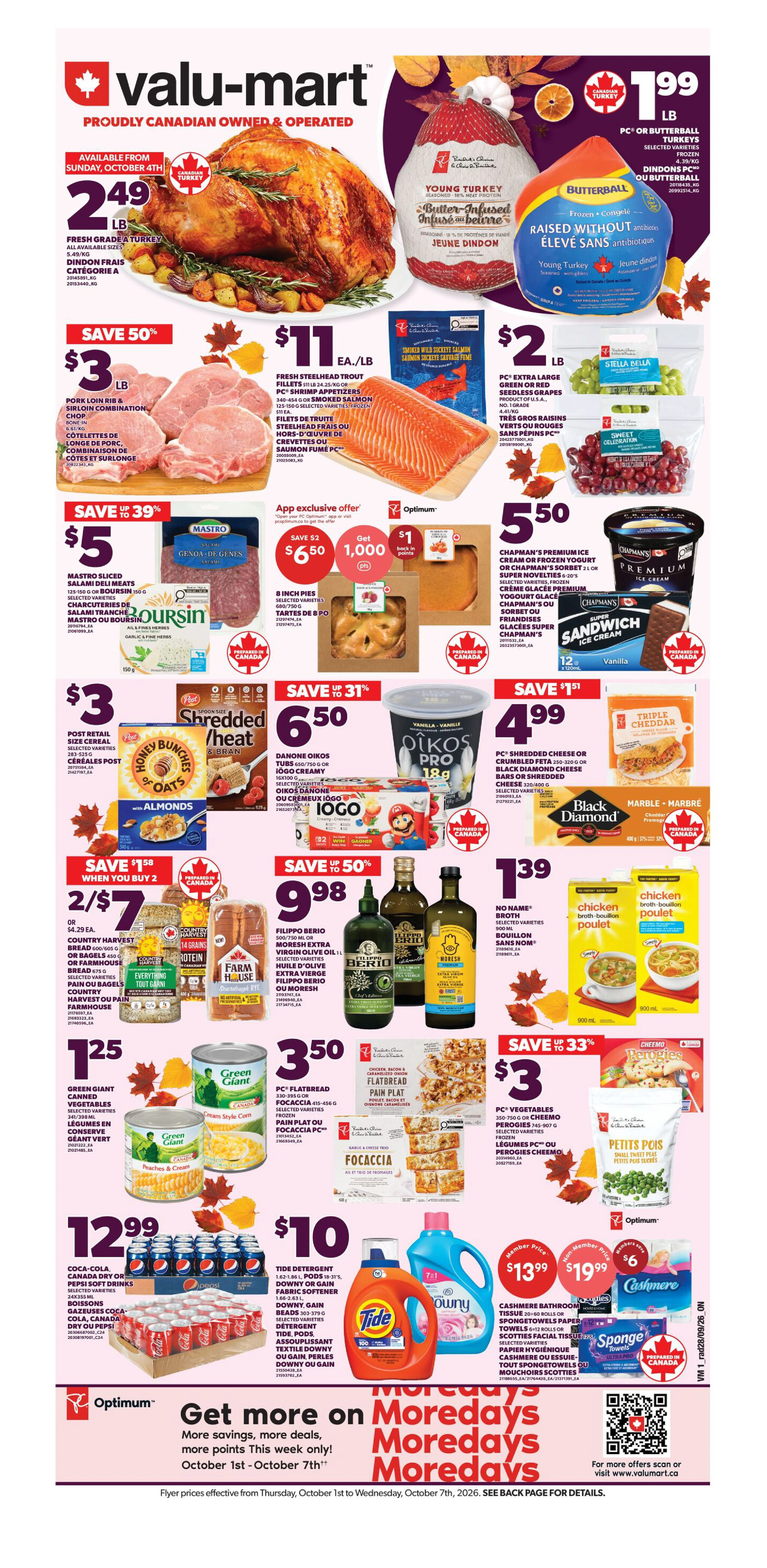 Valu-Mart Weekly Flyer - Valid Thursday, October 1 - Wednesday, October 7 - Page 1