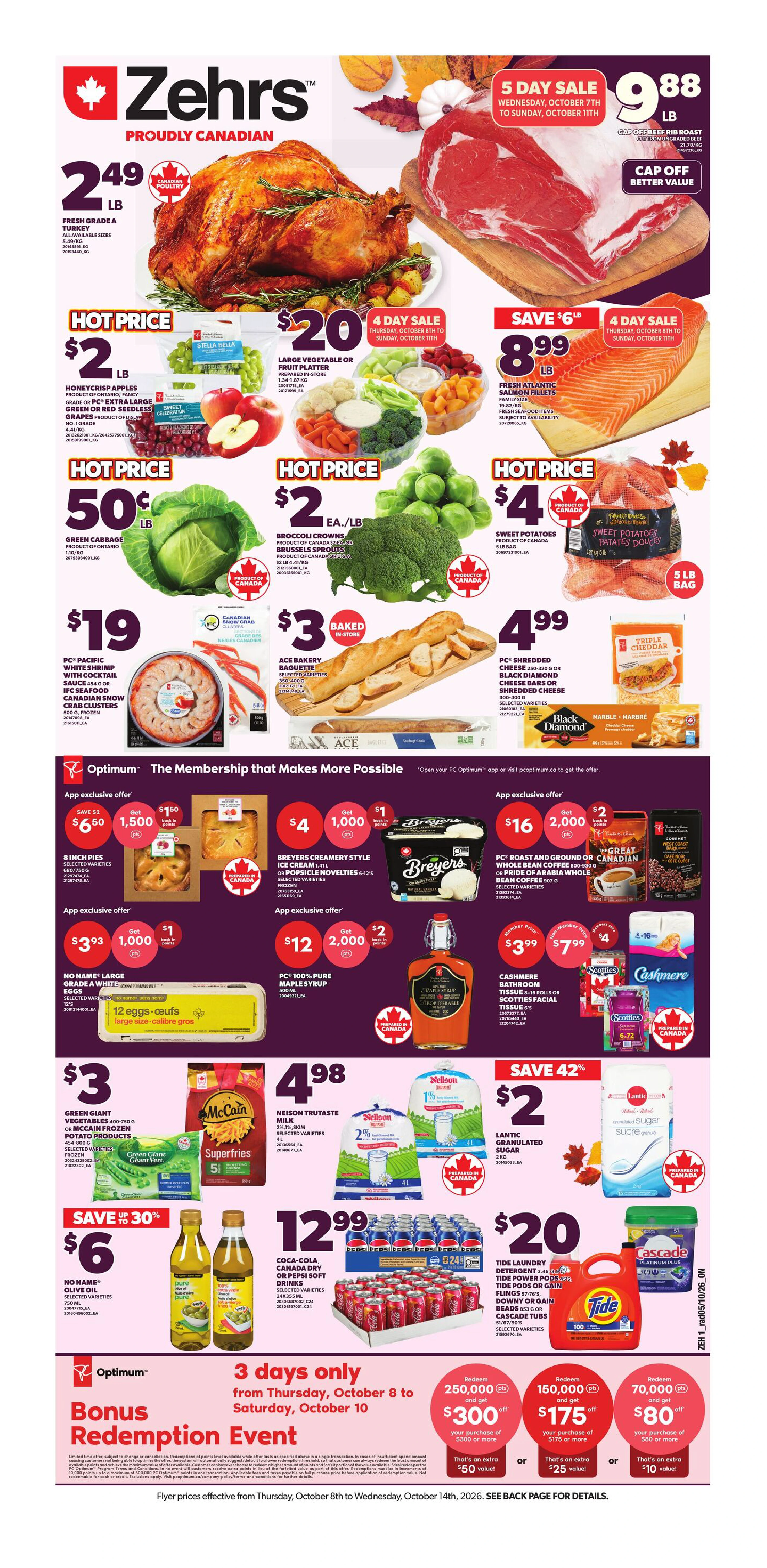 Zehrs Weekly Flyer - Valid Thursday, October 8 - Wednesday, October 14 - Page 1