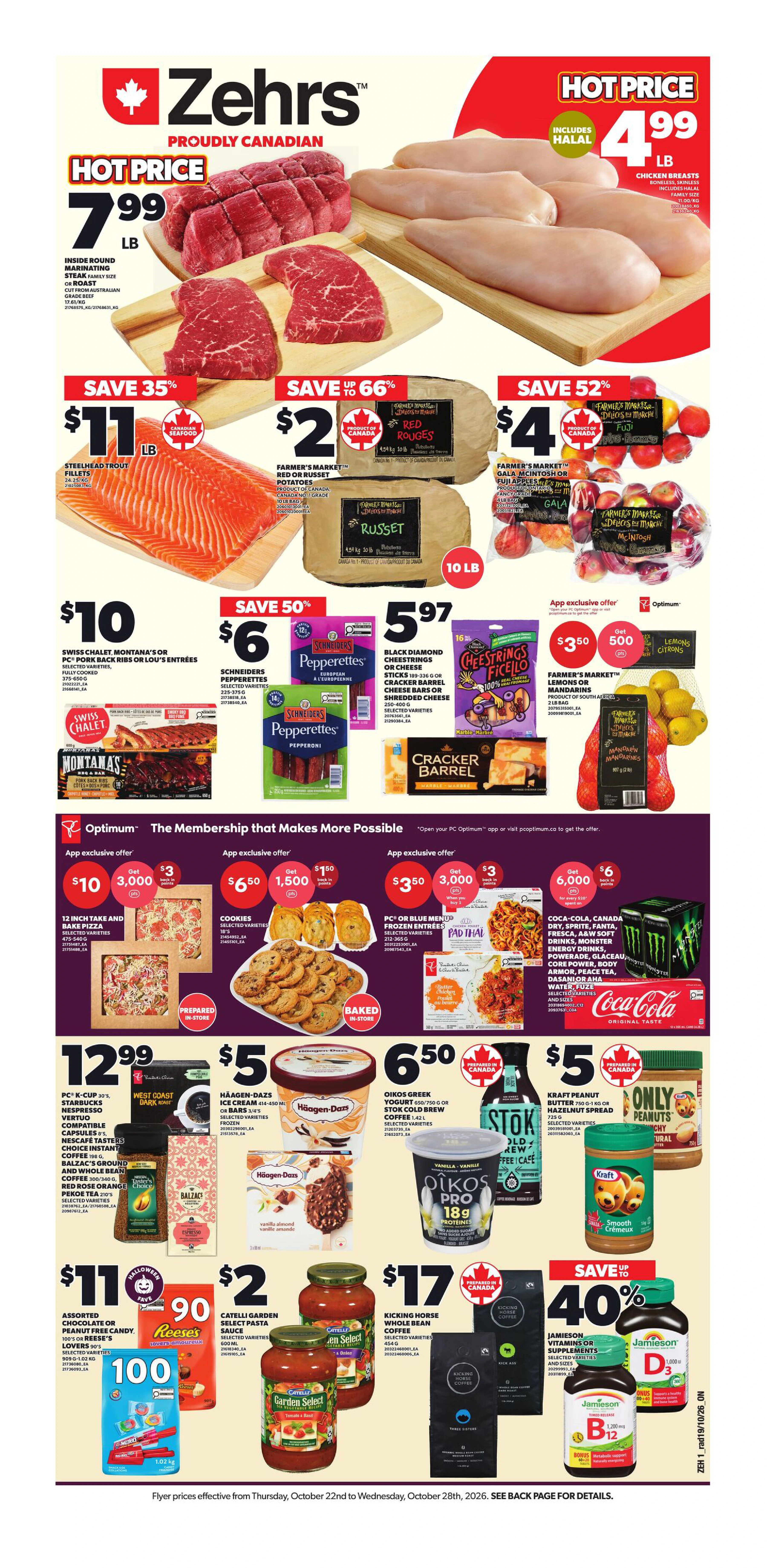 Zehrs Weekly Flyer - Valid Thursday, October 22 - Wednesday, October 28 - Page 1